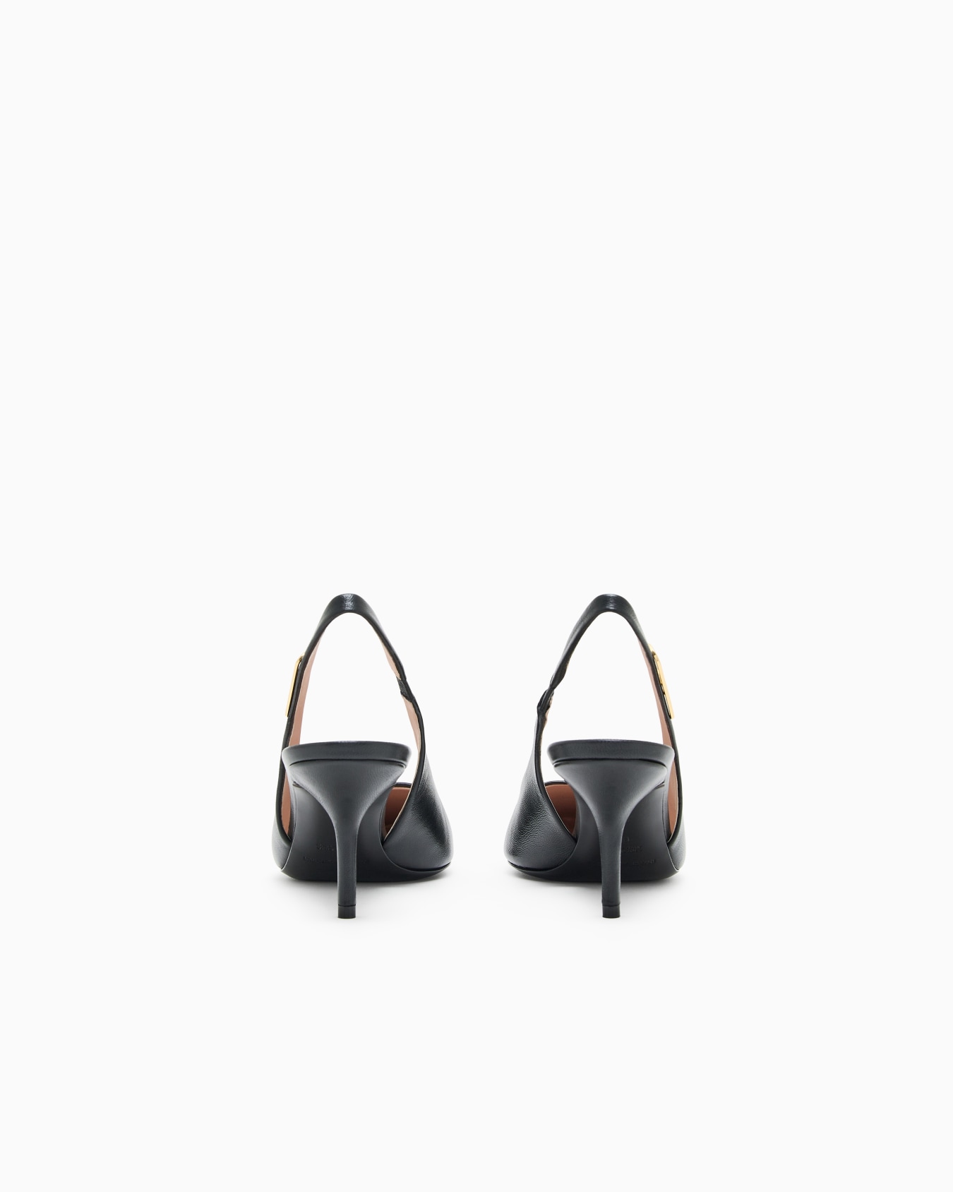 Nappa-leather slingback court shoes with eagle plate Slide 3