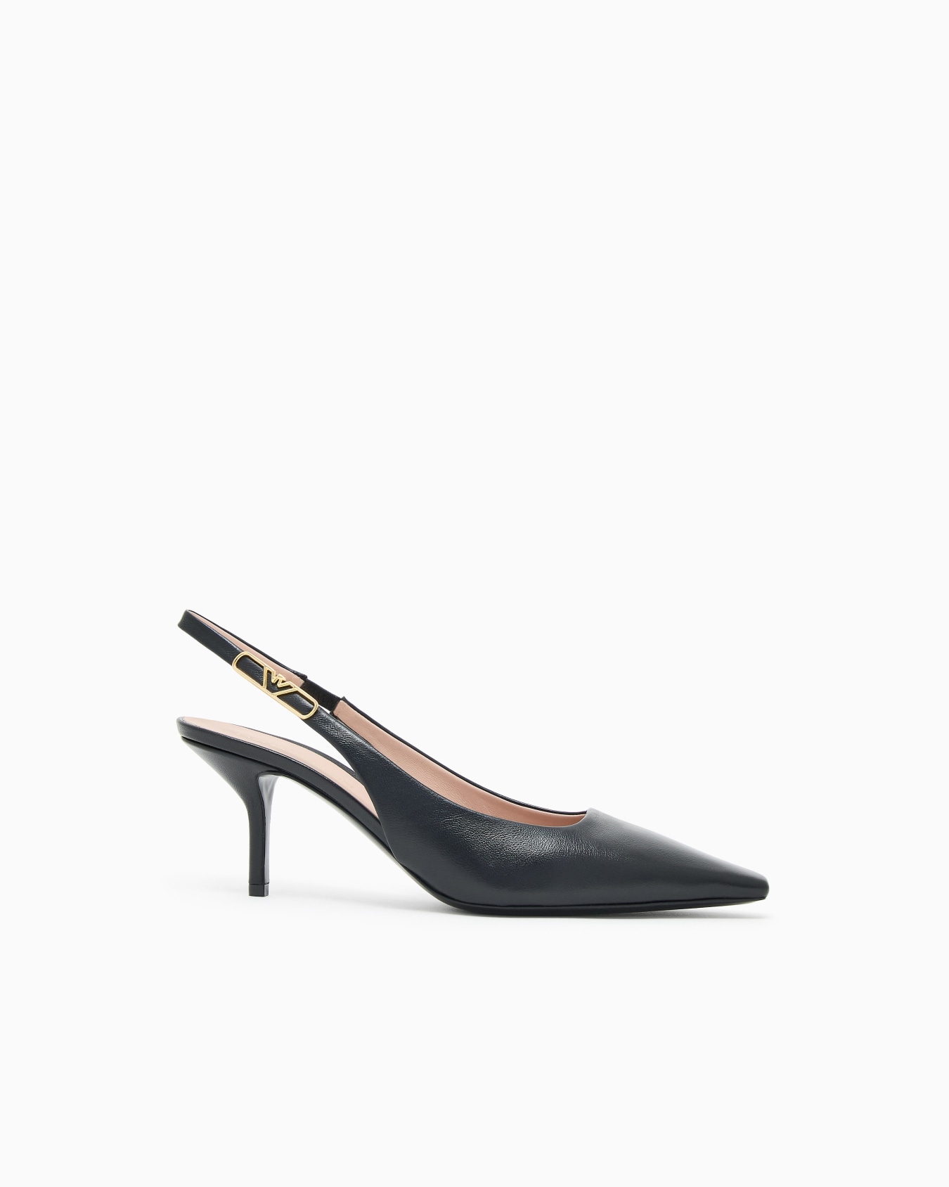 Nappa-leather slingback court shoes with eagle plate Slide 0