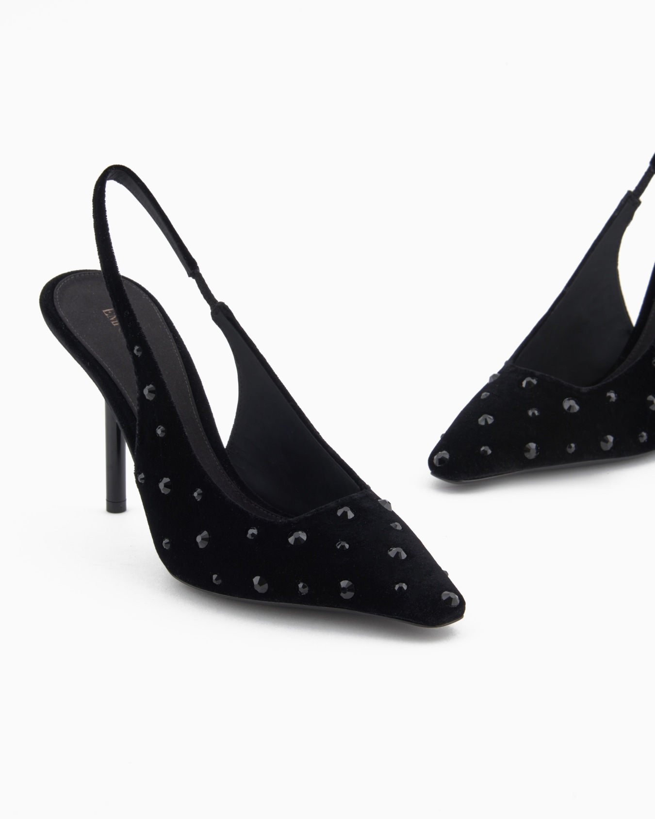 Velvet slingback court shoes with rhinestones Slide 4