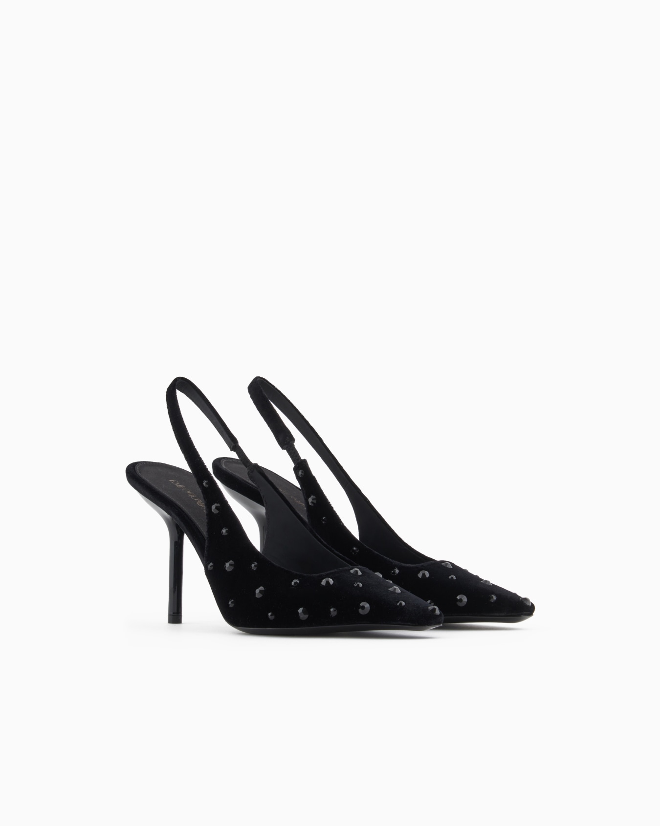 Velvet slingback court shoes with rhinestones Slide 1