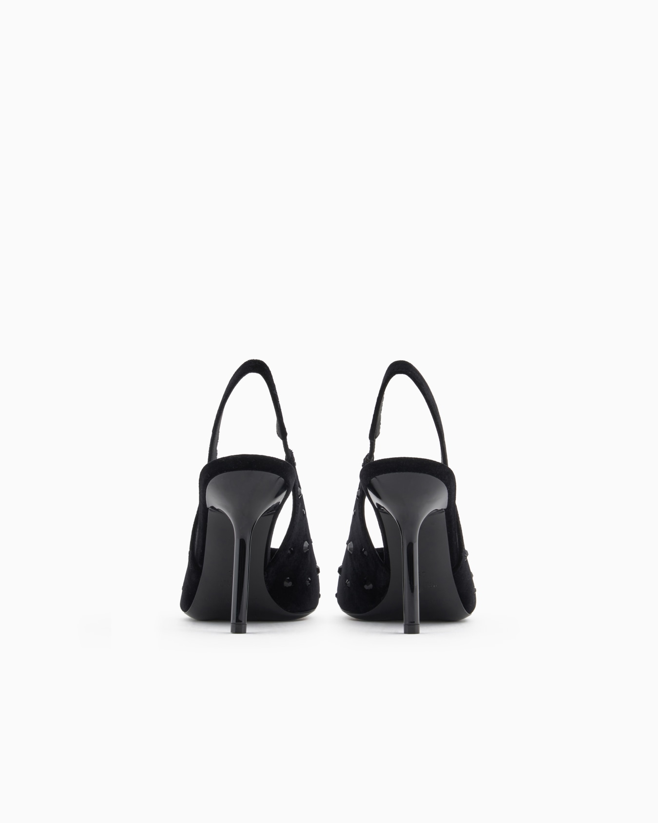 Velvet slingback court shoes with rhinestones Slide 3