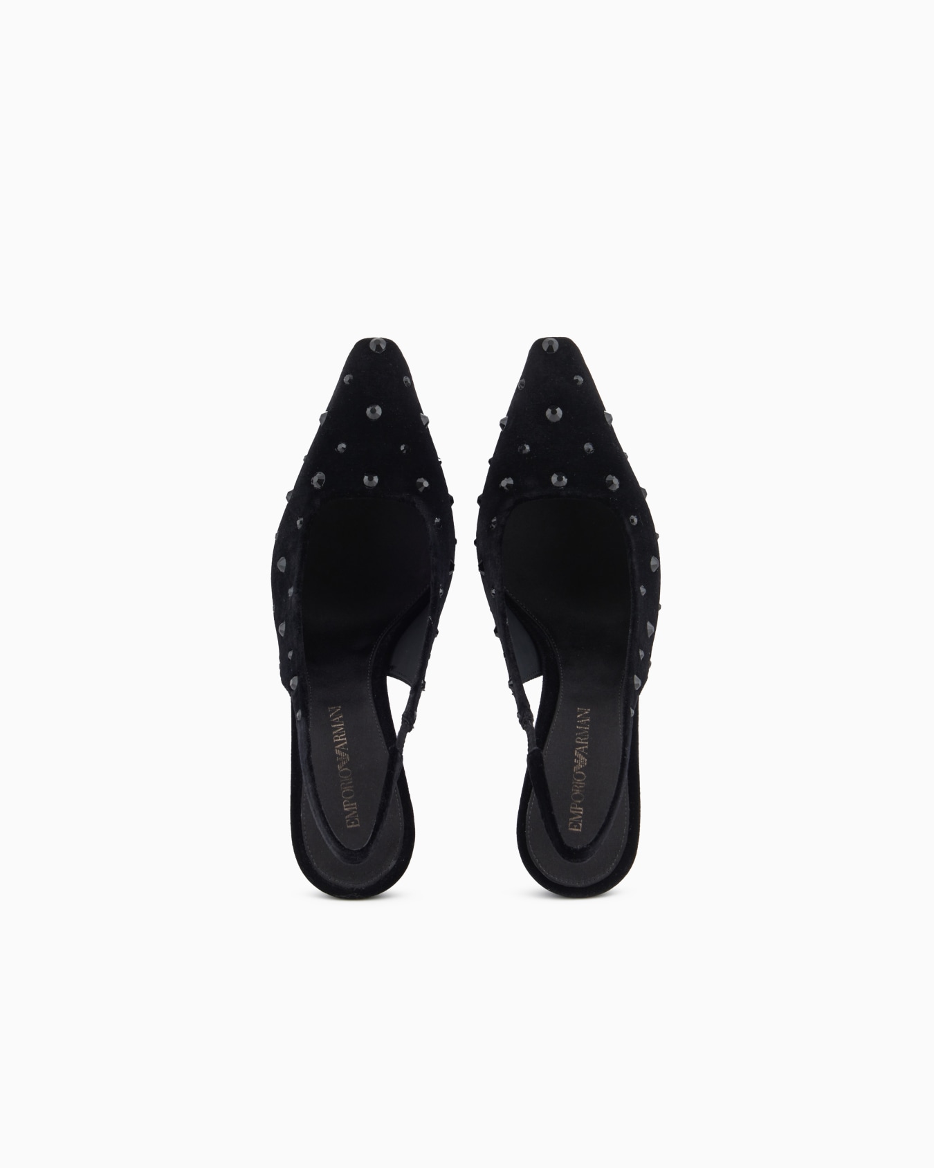 Velvet slingback court shoes with rhinestones Slide 2