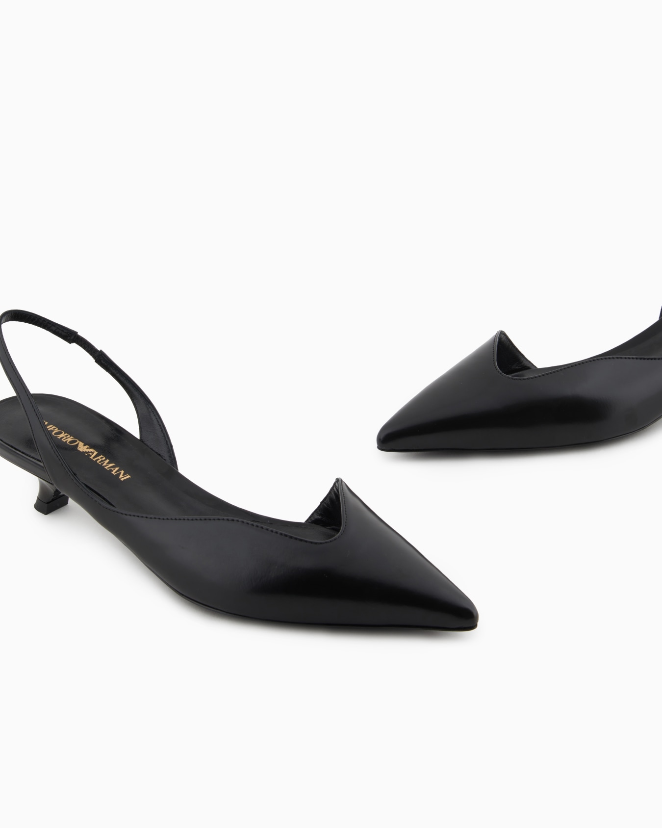 Brushed leather slingback court shoes Slide 4