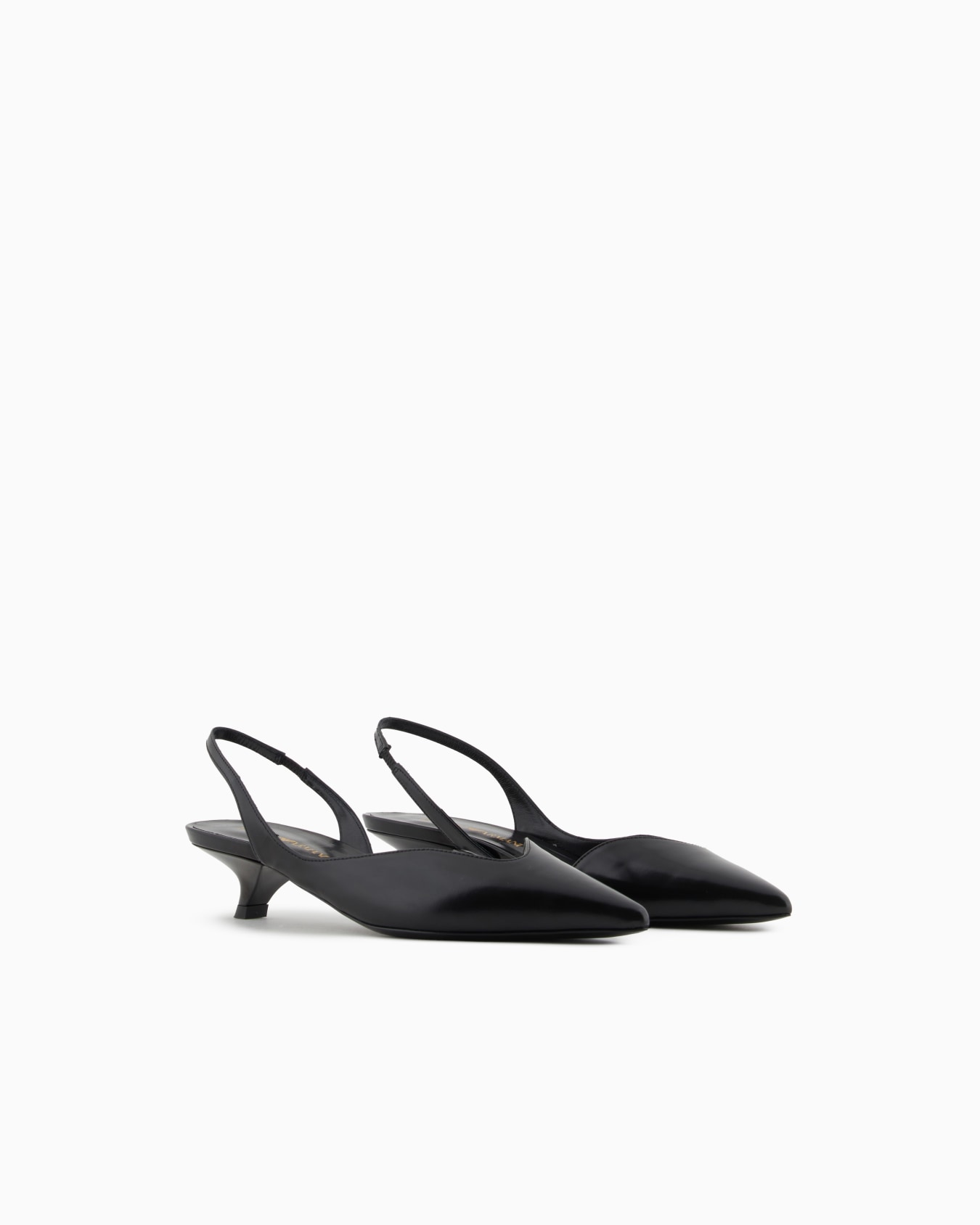 Brushed leather slingback court shoes Slide 1