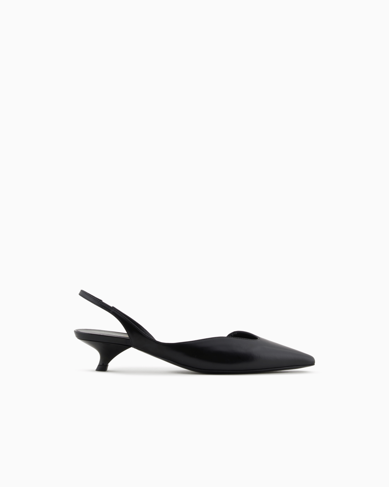Brushed leather slingback court shoes Slide 0