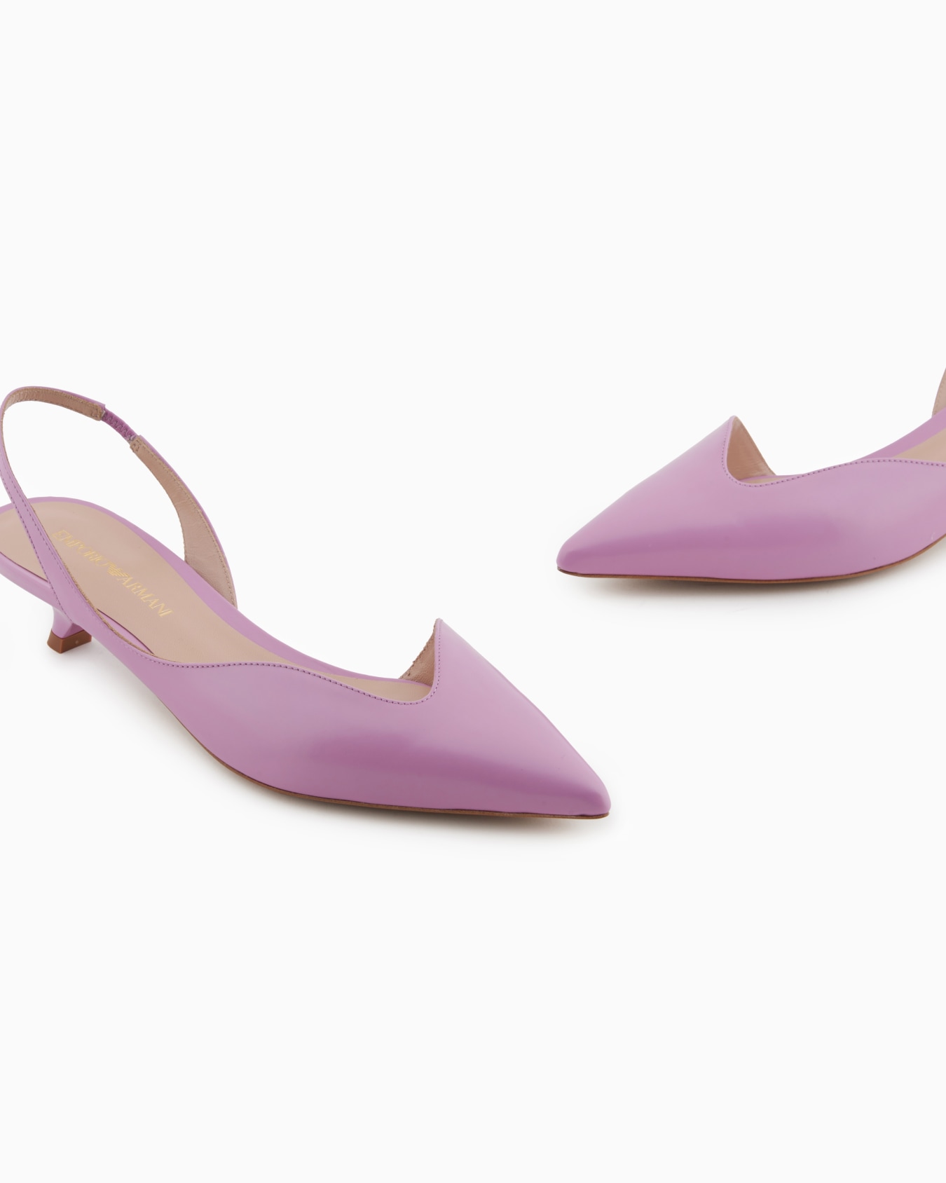 Brushed leather slingback court shoes Slide 4