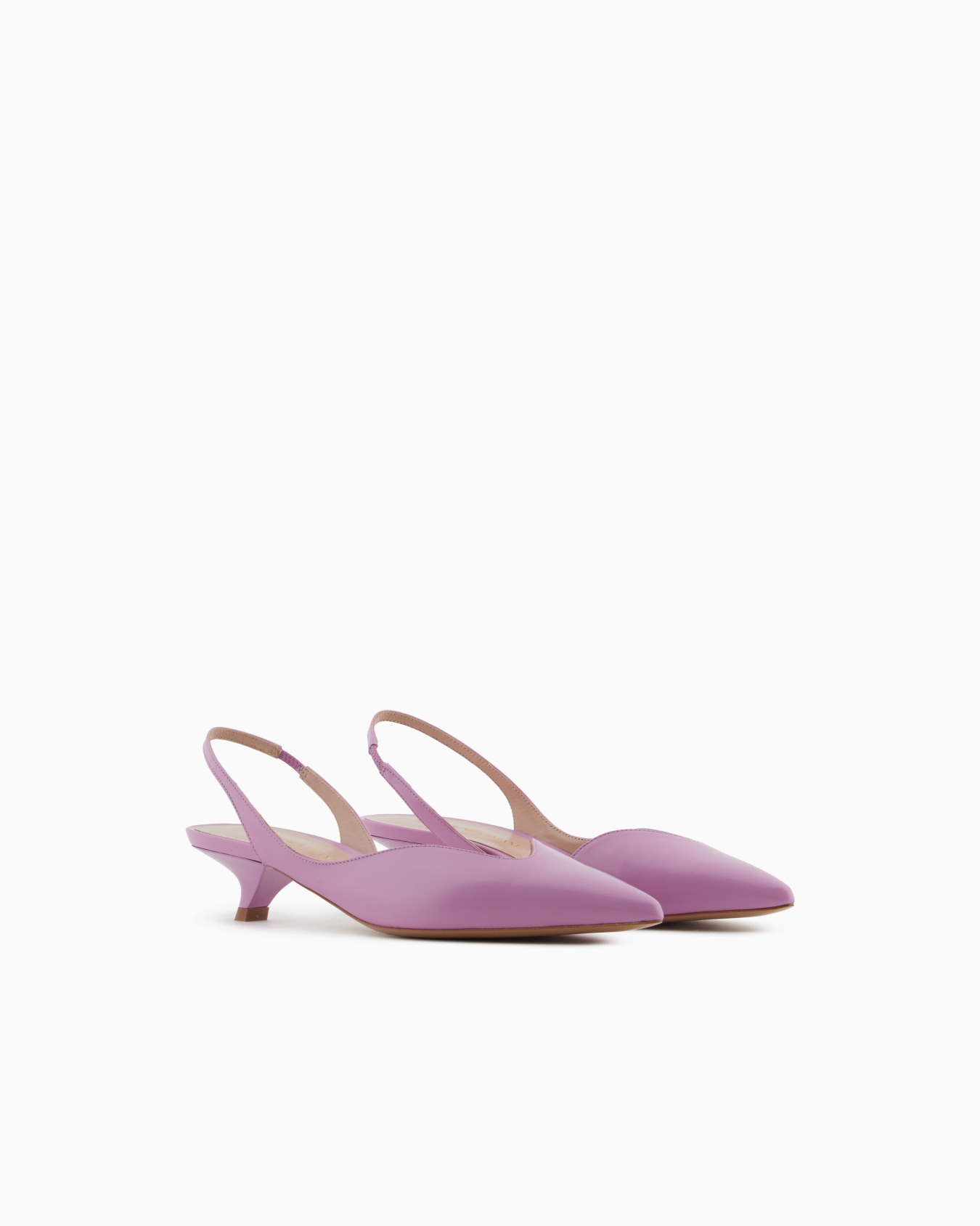 Brushed leather slingback court shoes Slide 1