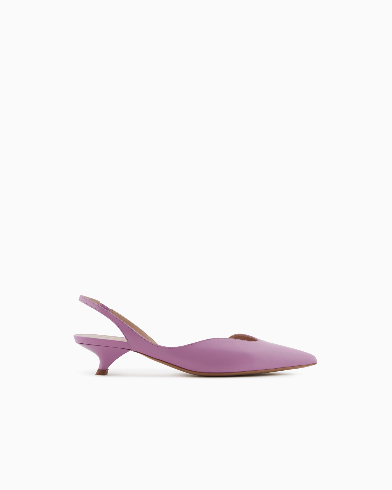 Brushed leather slingback court shoes Slide 0