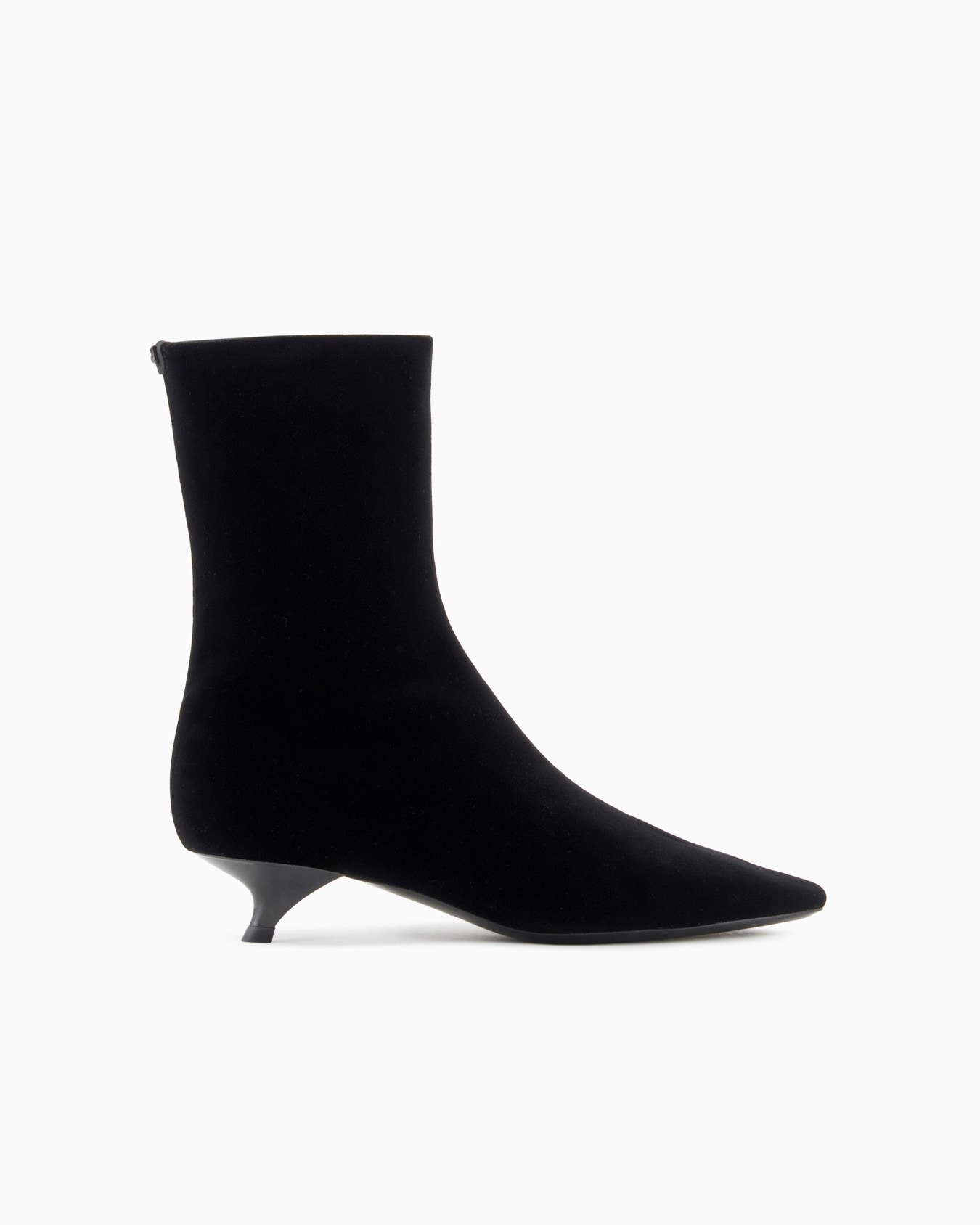 Velvet ankle boots with a kitten heel Slide 0