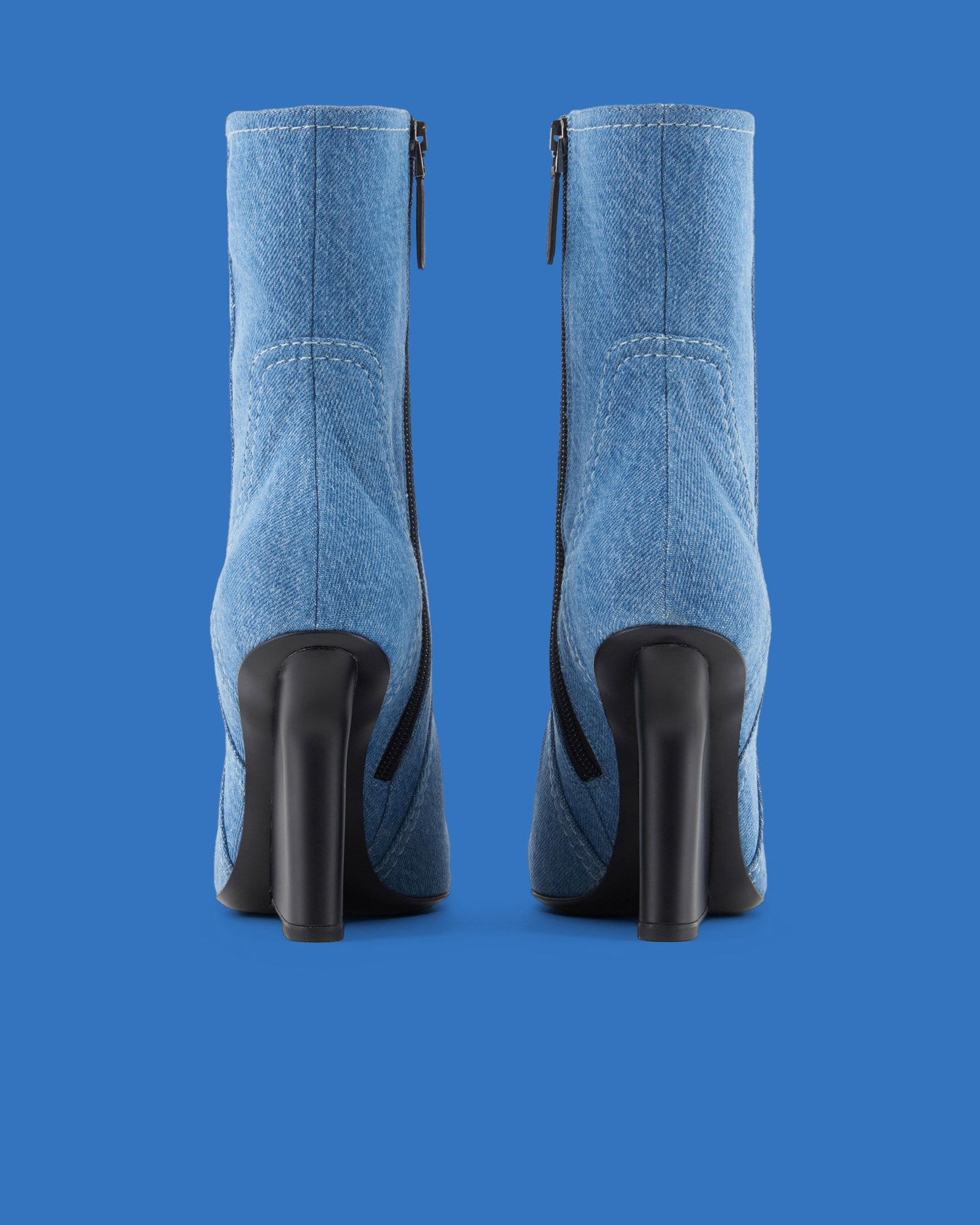 ASV Black Blue capsule collection washed-denim wedge ankle boots Slide 2