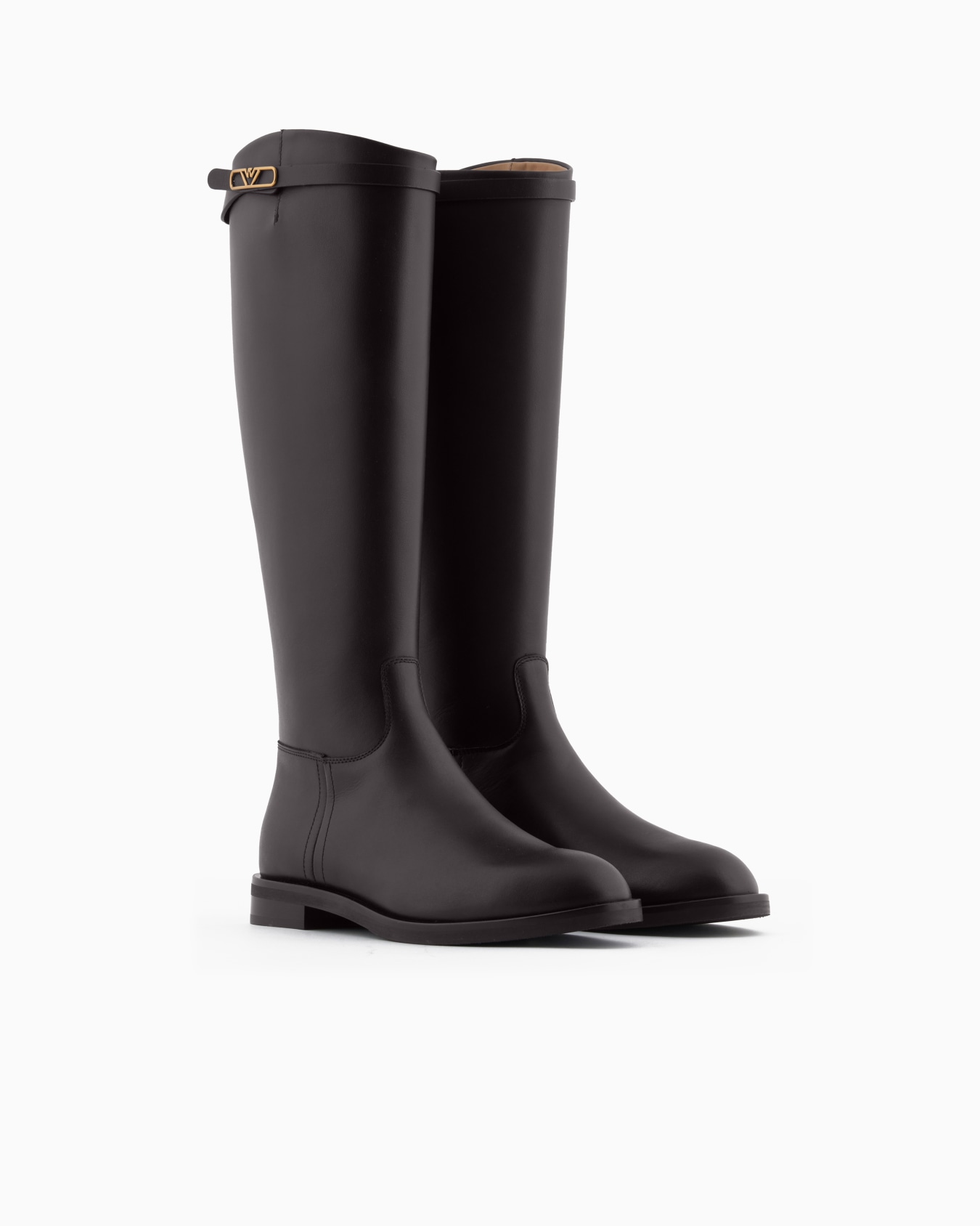 Leather boots with strap and eagle plate Slide 1