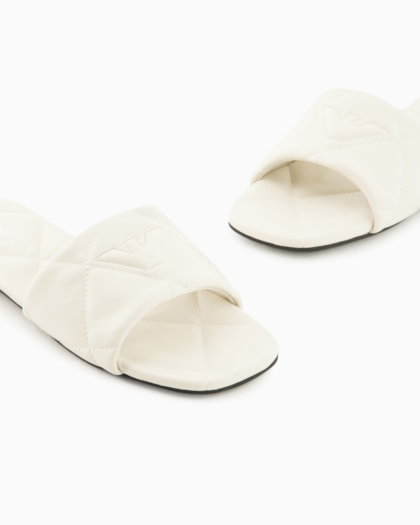 Quilted nappa-leather effect sandals with eagle Slide 4