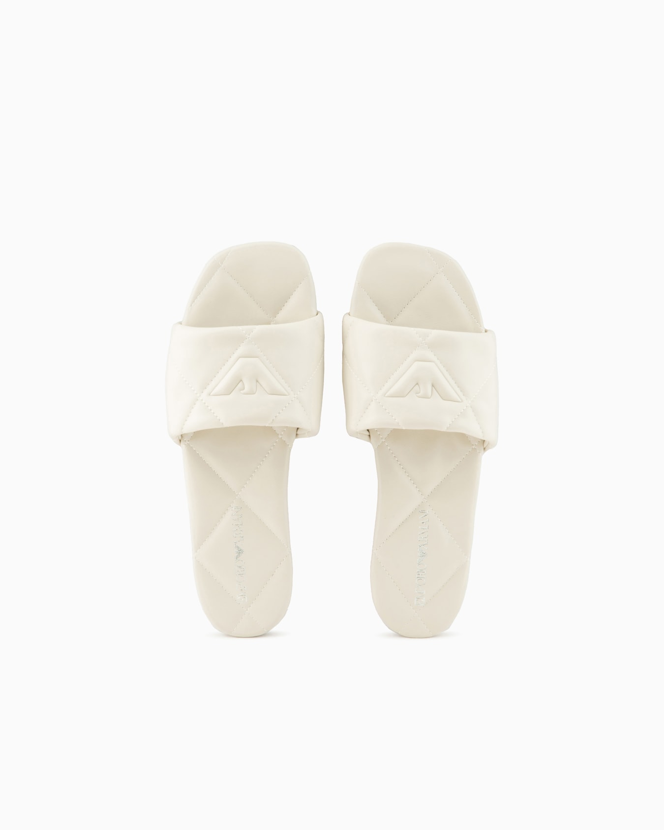 Quilted nappa-leather effect sandals with eagle Slide 2