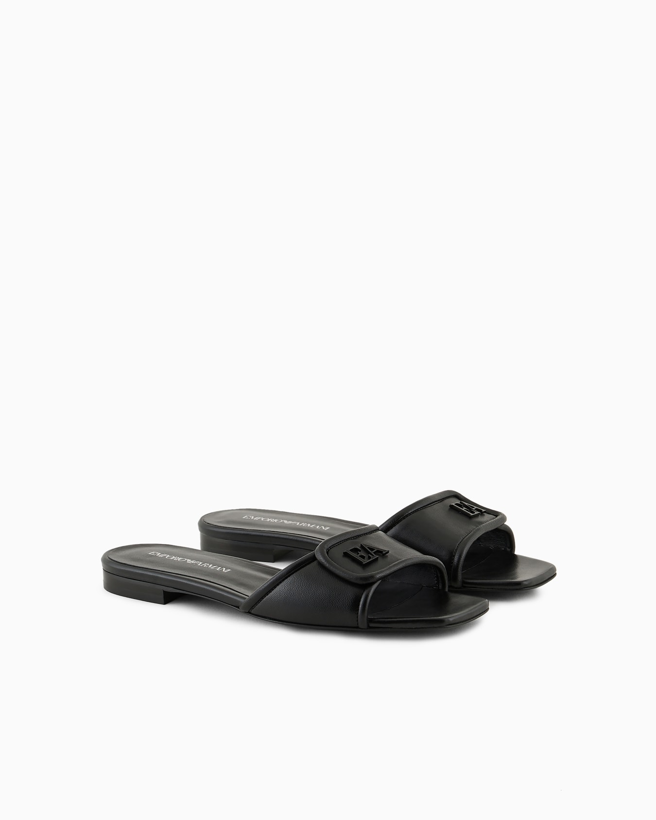 Nappa-leather sandals with EA logo Slide 1