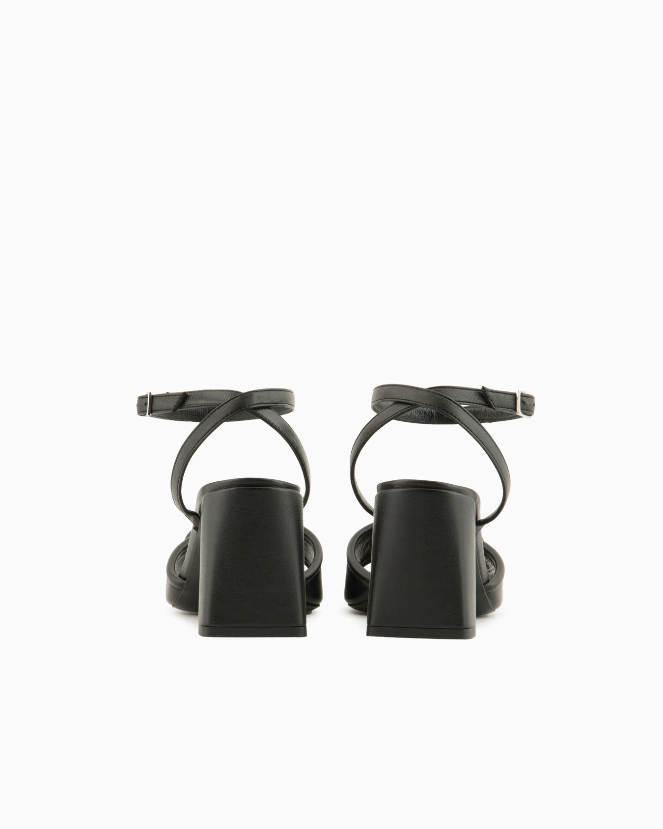 Nappa-leather heeled sandals with EA logo Slide 2