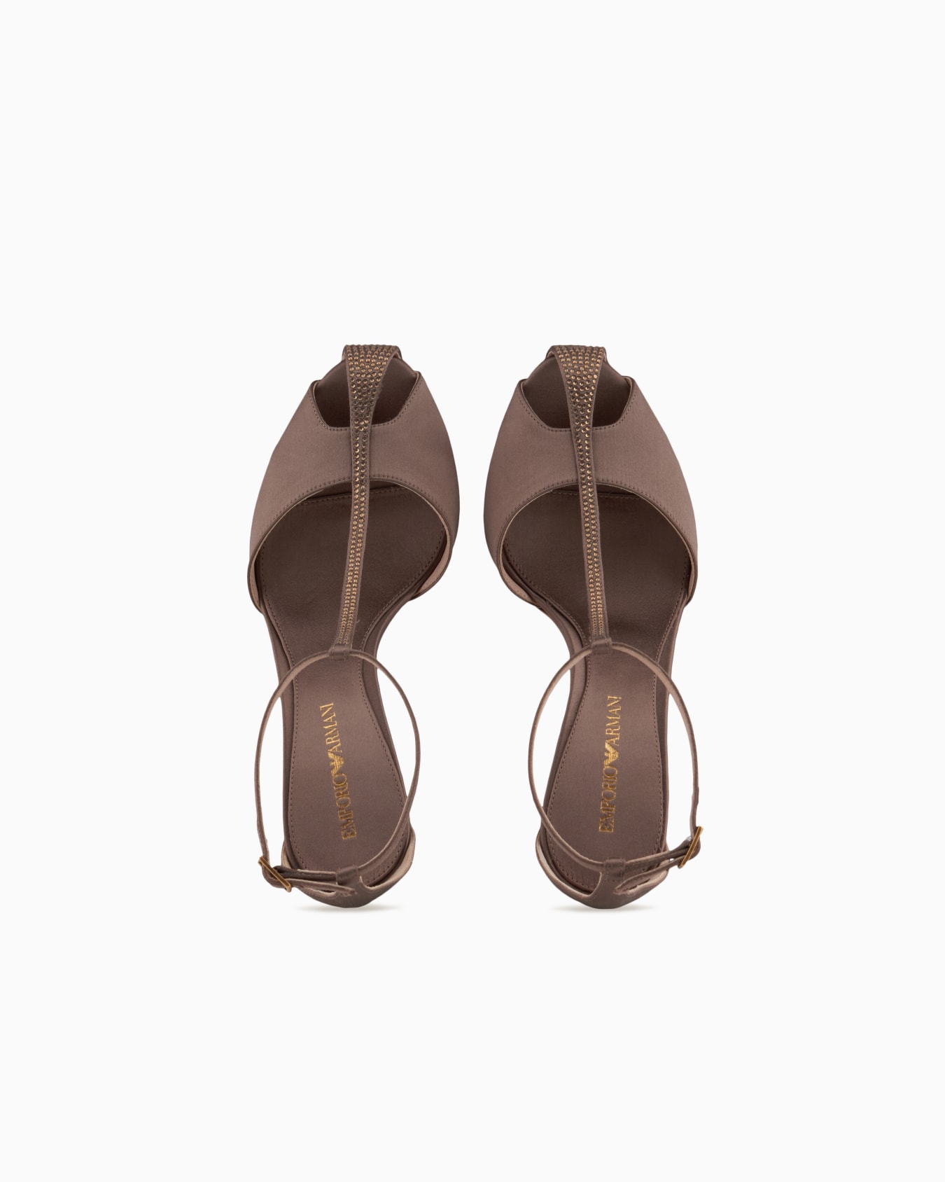 Satin T-bar sandals with rhinestones Slide 2