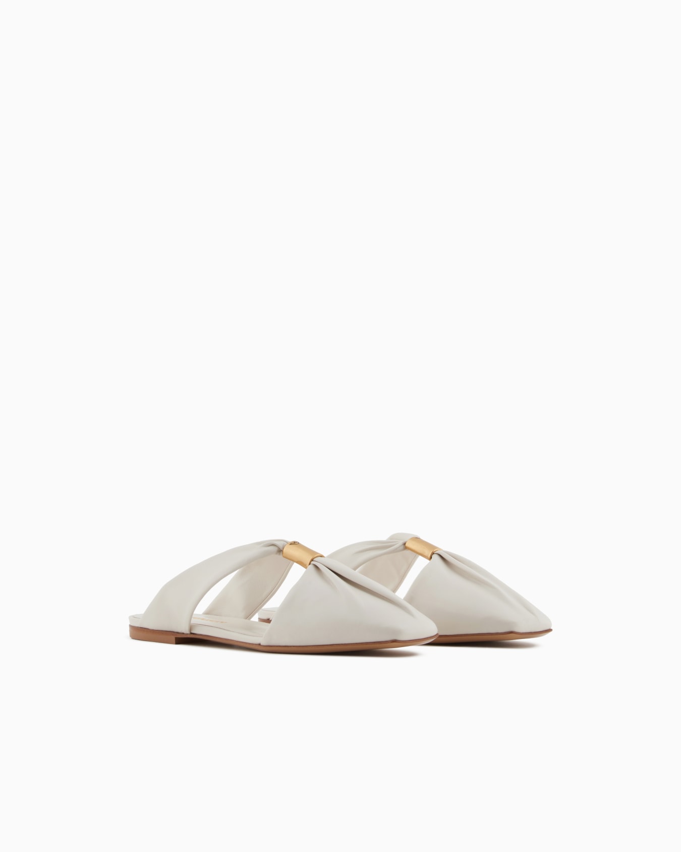 Nappa-leather mules with metallic logo Slide 1