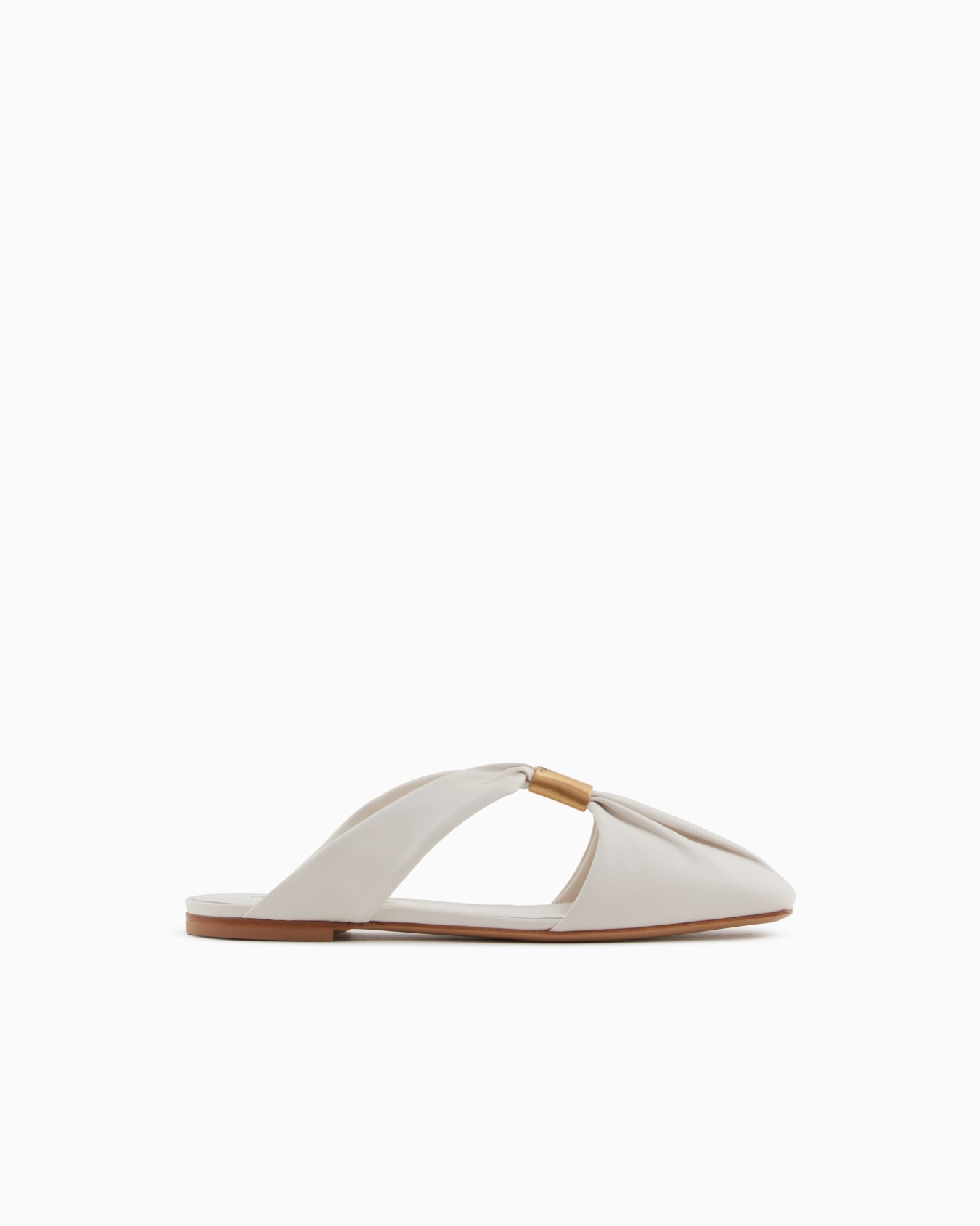 Nappa-leather mules with metallic logo Slide 0