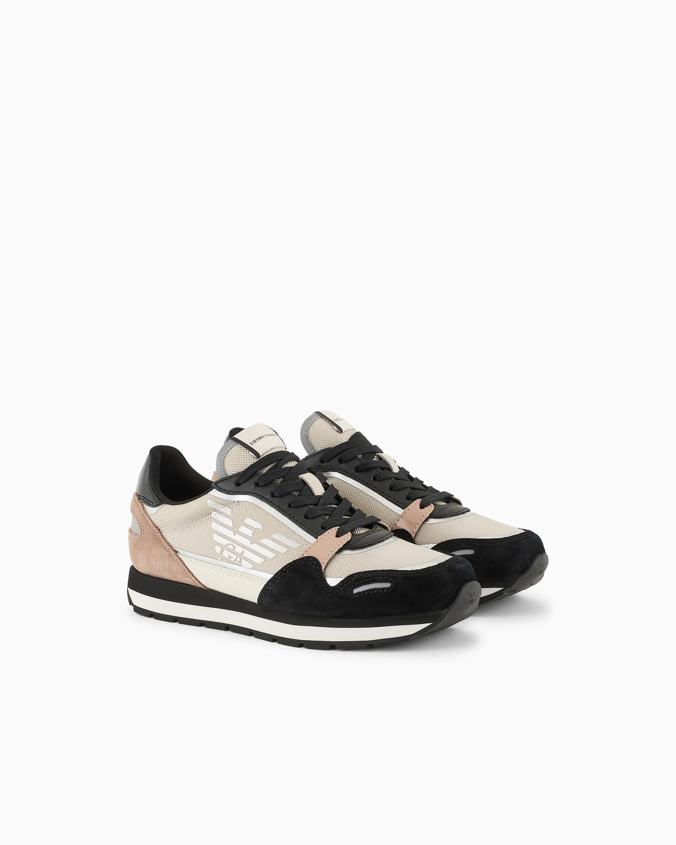 Suede sneakers with reflective and nylon details Slide 1
