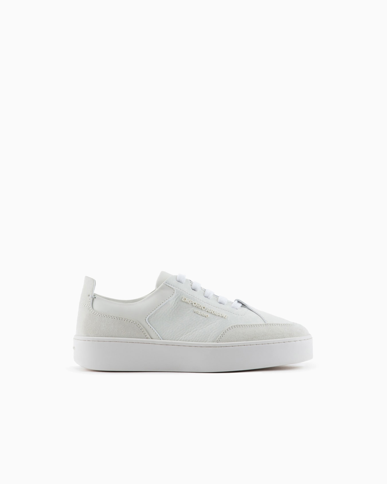 Leather sneakers with suede details and embossed logo Slide 0