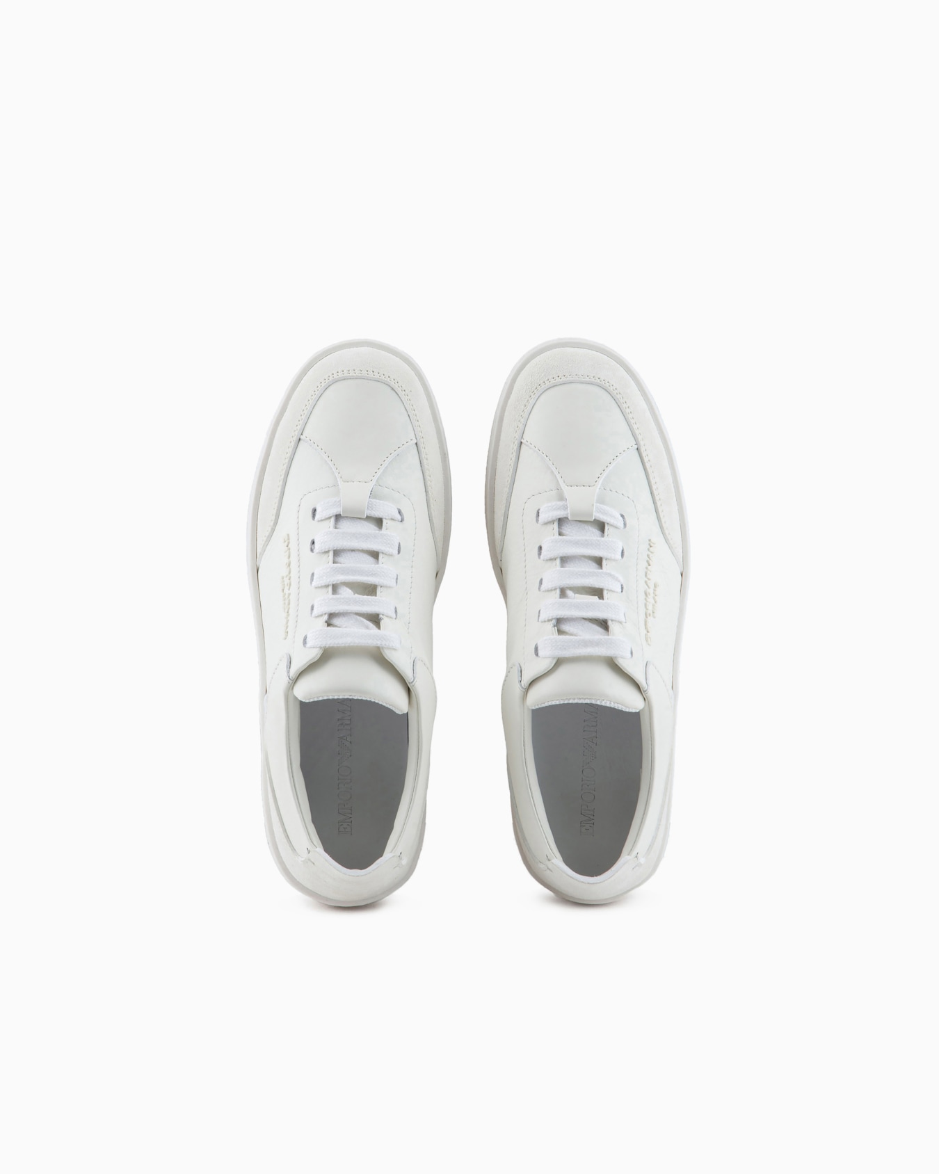 Leather sneakers with suede details and embossed logo Slide 2