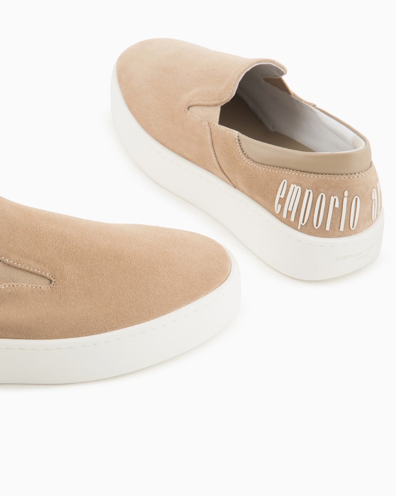 Velour leather slip-ons with macro logo Slide 4
