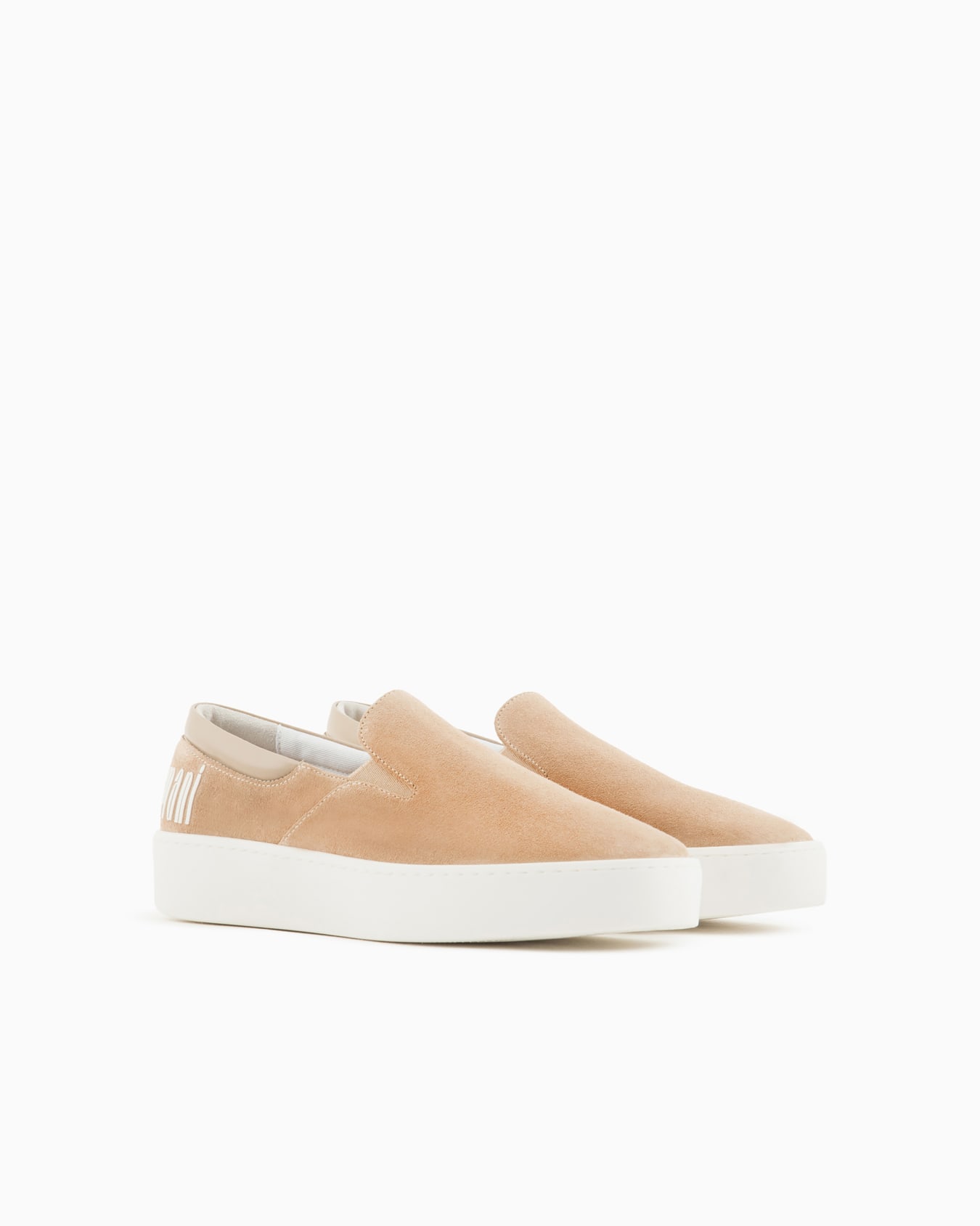 Velour leather slip-ons with macro logo Slide 1