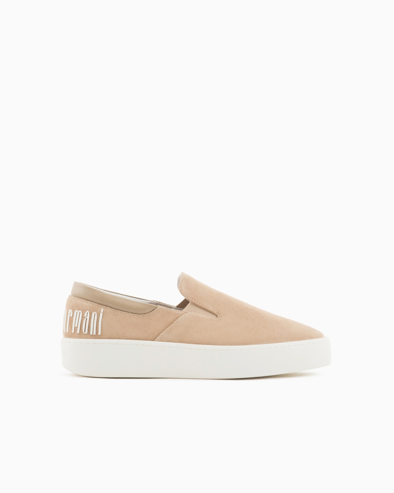 Velour leather slip-ons with macro logo Slide 0
