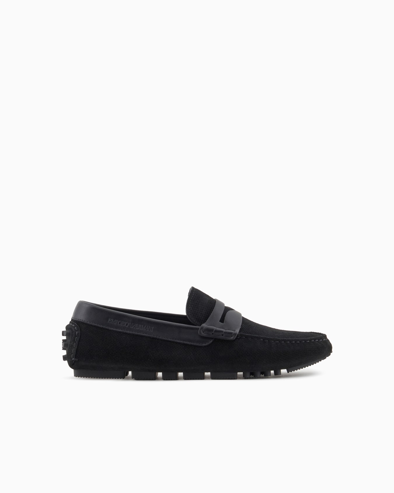 Micro-perforated suede driving loafers Slide 0