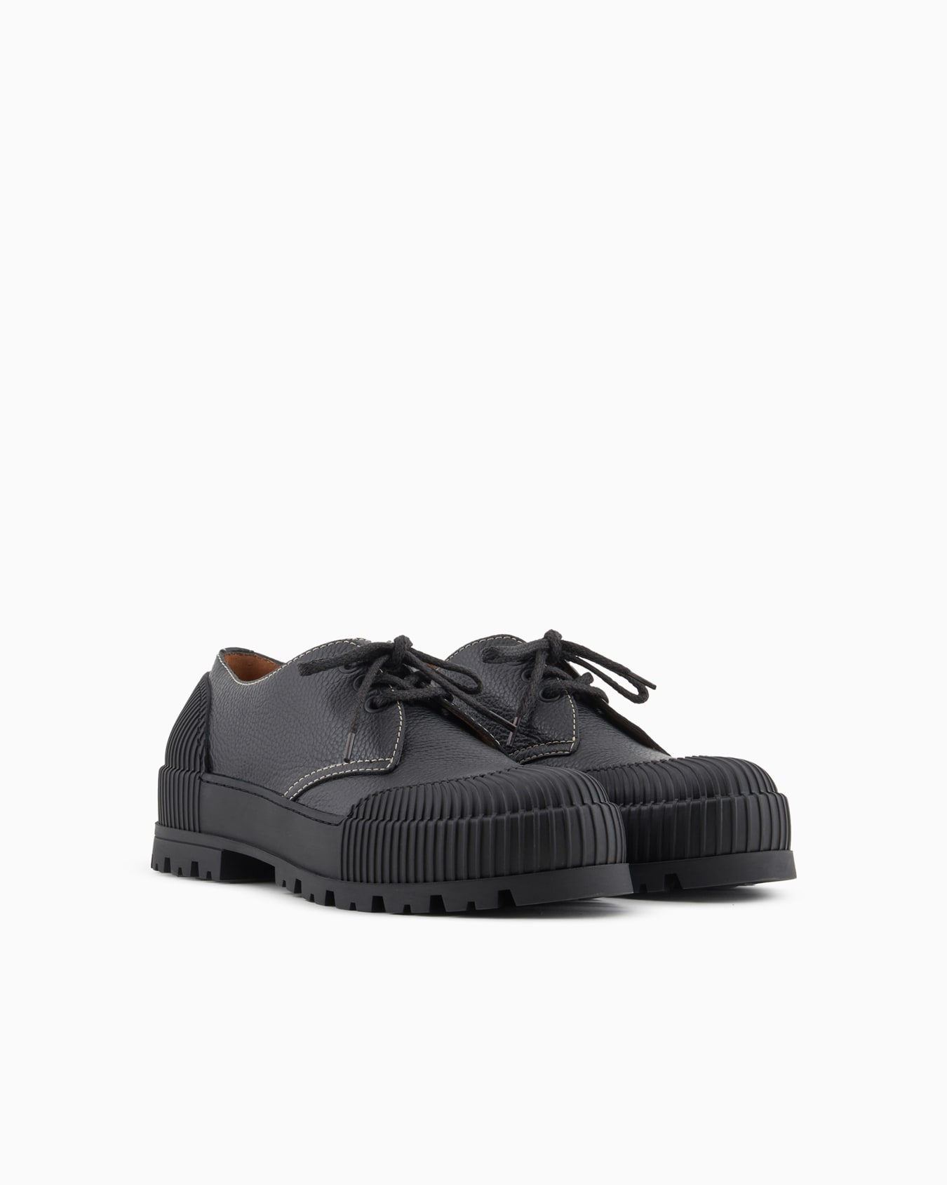 Tumbled-leather Derby shoes with rubber details Slide 1