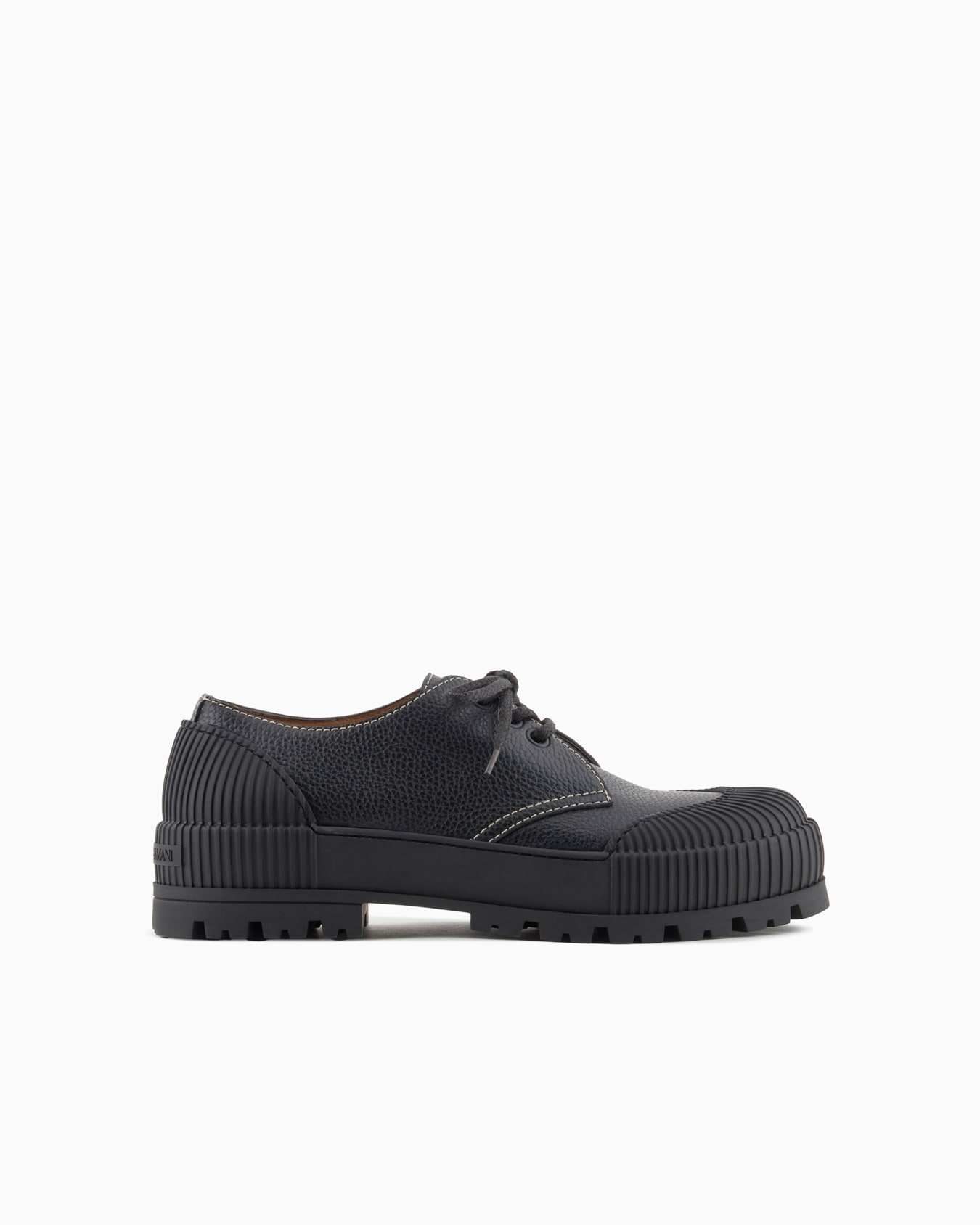 Tumbled-leather Derby shoes with rubber details Slide 0