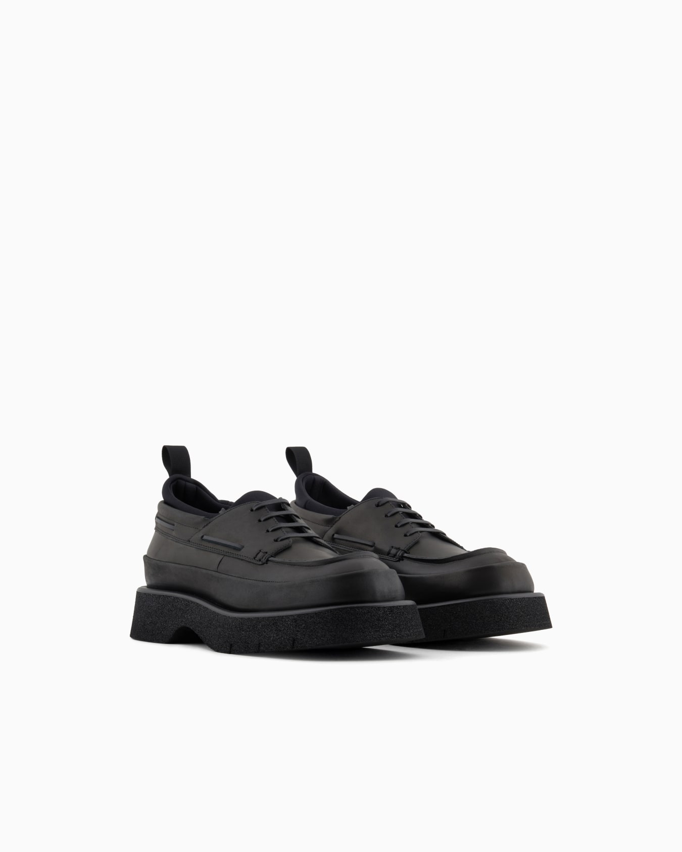 Dappled crust leather lace-ups with chunky sole Slide 1