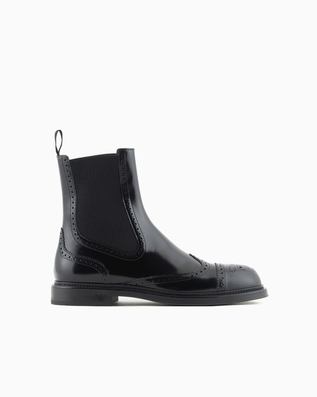 Brushed-leather Beatle boots with wingtip perforations Slide 0