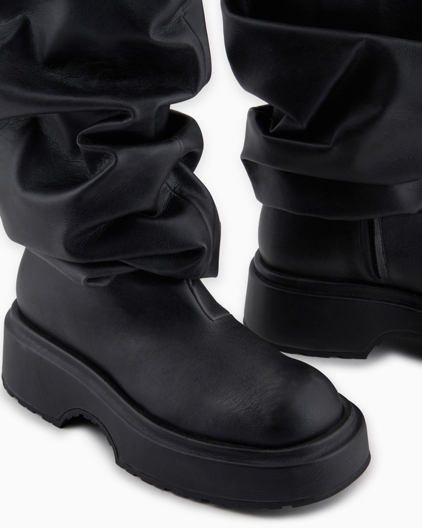 Nappa leather-look chunky boots with draping Slide 3