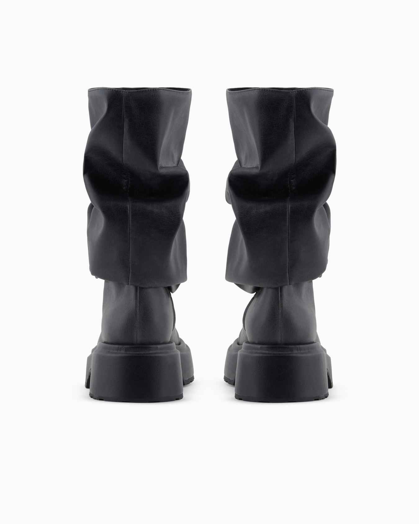 Nappa leather-look chunky boots with draping Slide 2