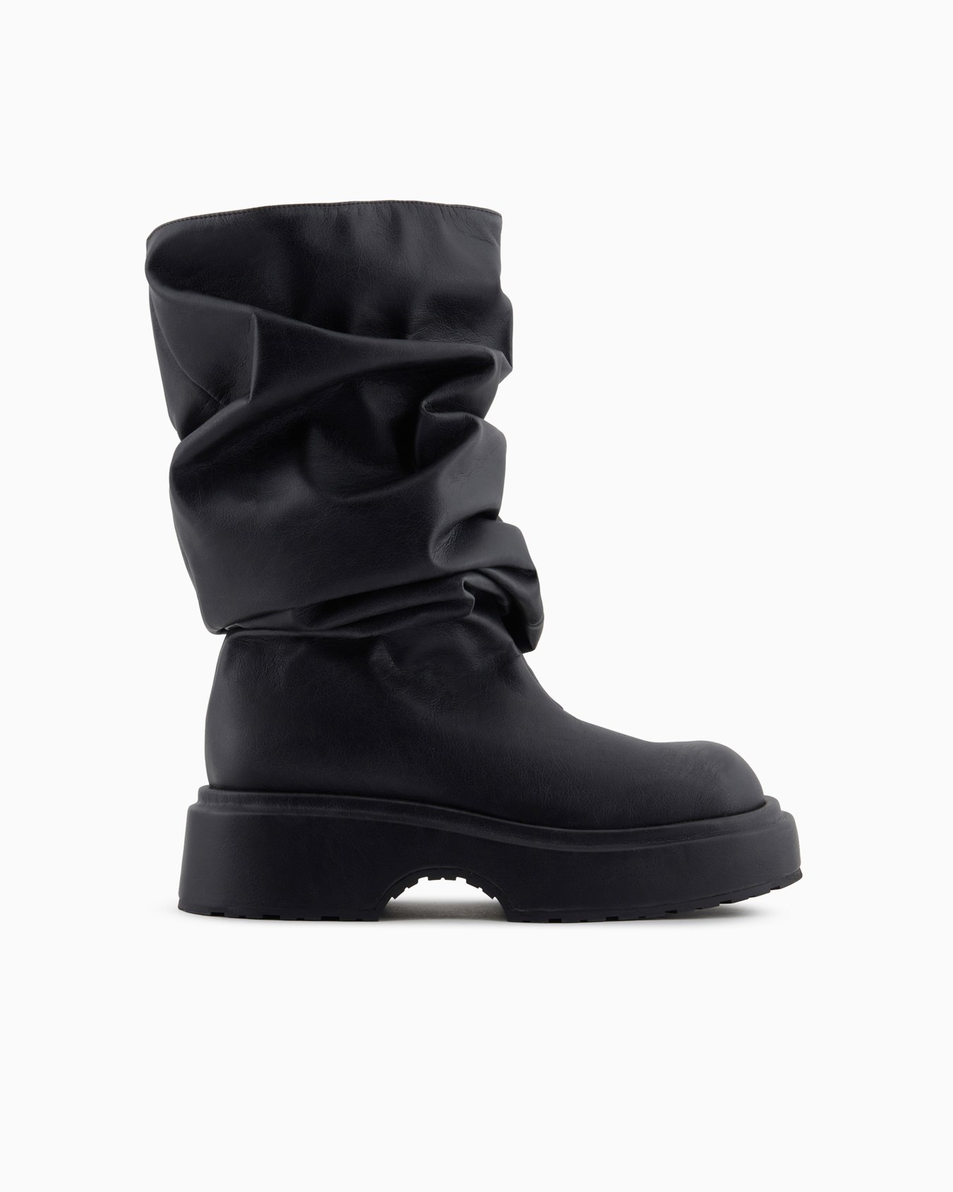 Nappa leather-look chunky boots with draping Slide 0