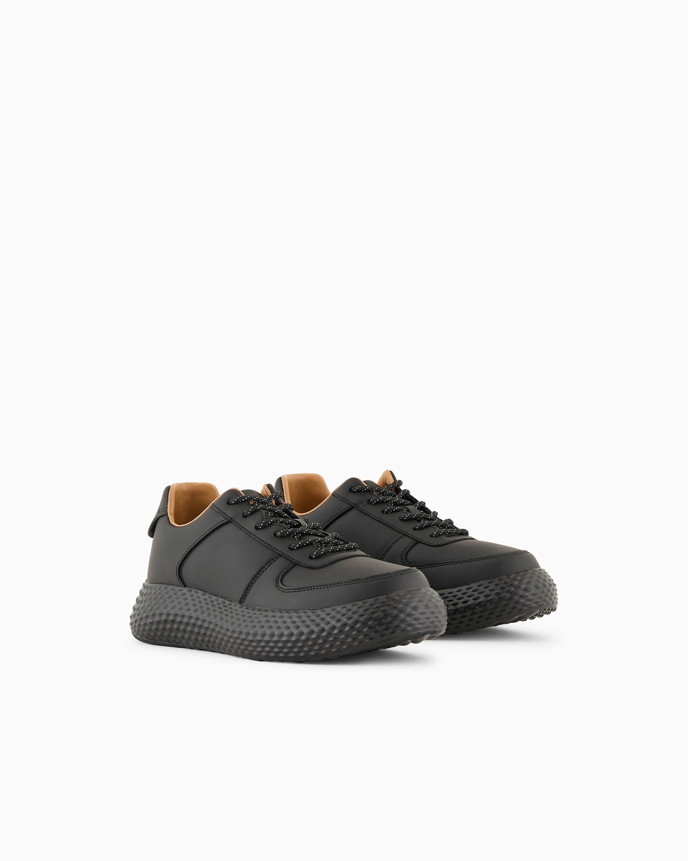 Leather sneakers with ribbed high sole Slide 1