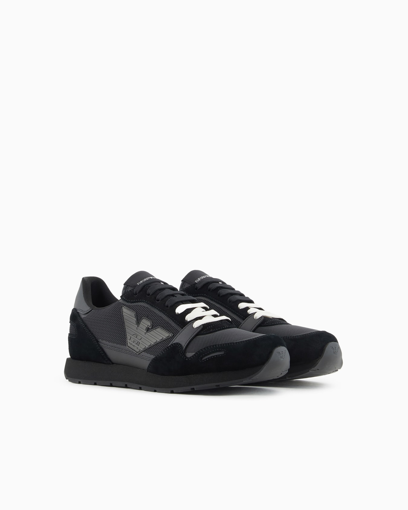 Mesh sneakers with suede details and eagle patch Slide 1