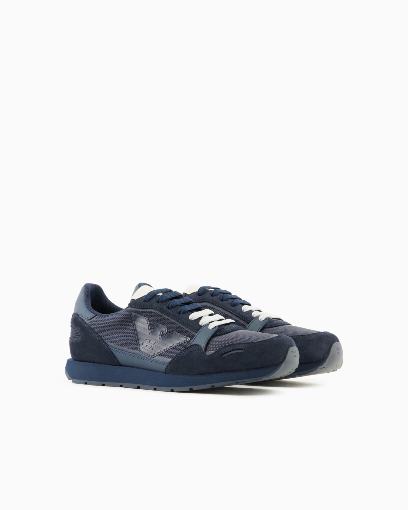 Mesh sneakers with suede details and eagle patch Slide 1