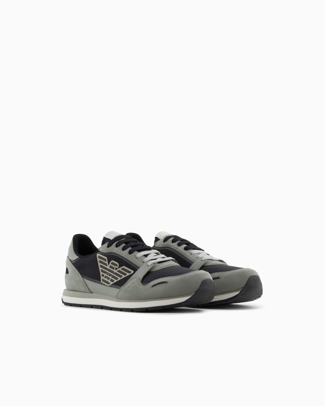 Mesh sneakers with suede details and eagle patch Slide 1