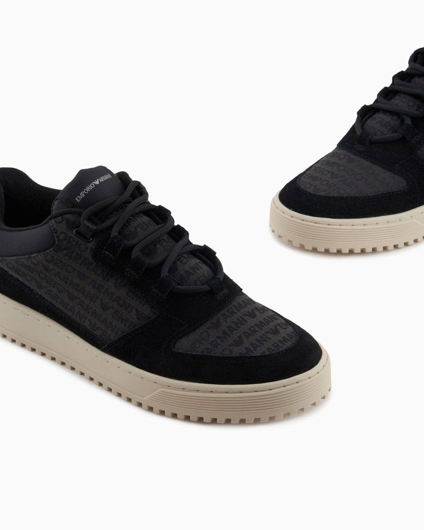 Sneakers in suede and jacquard with logo lettering Slide 4