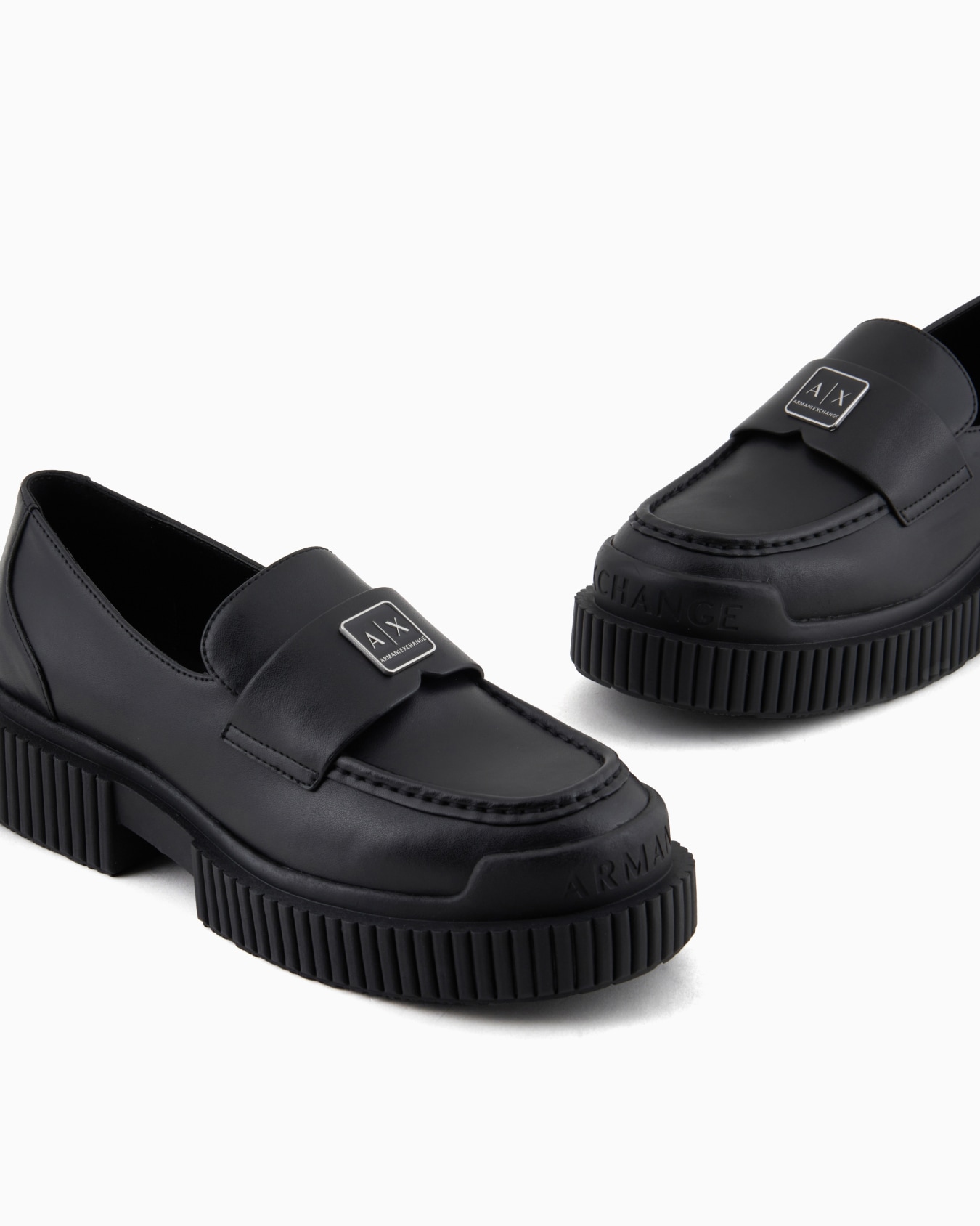 Leather loafers with logo Slide 4