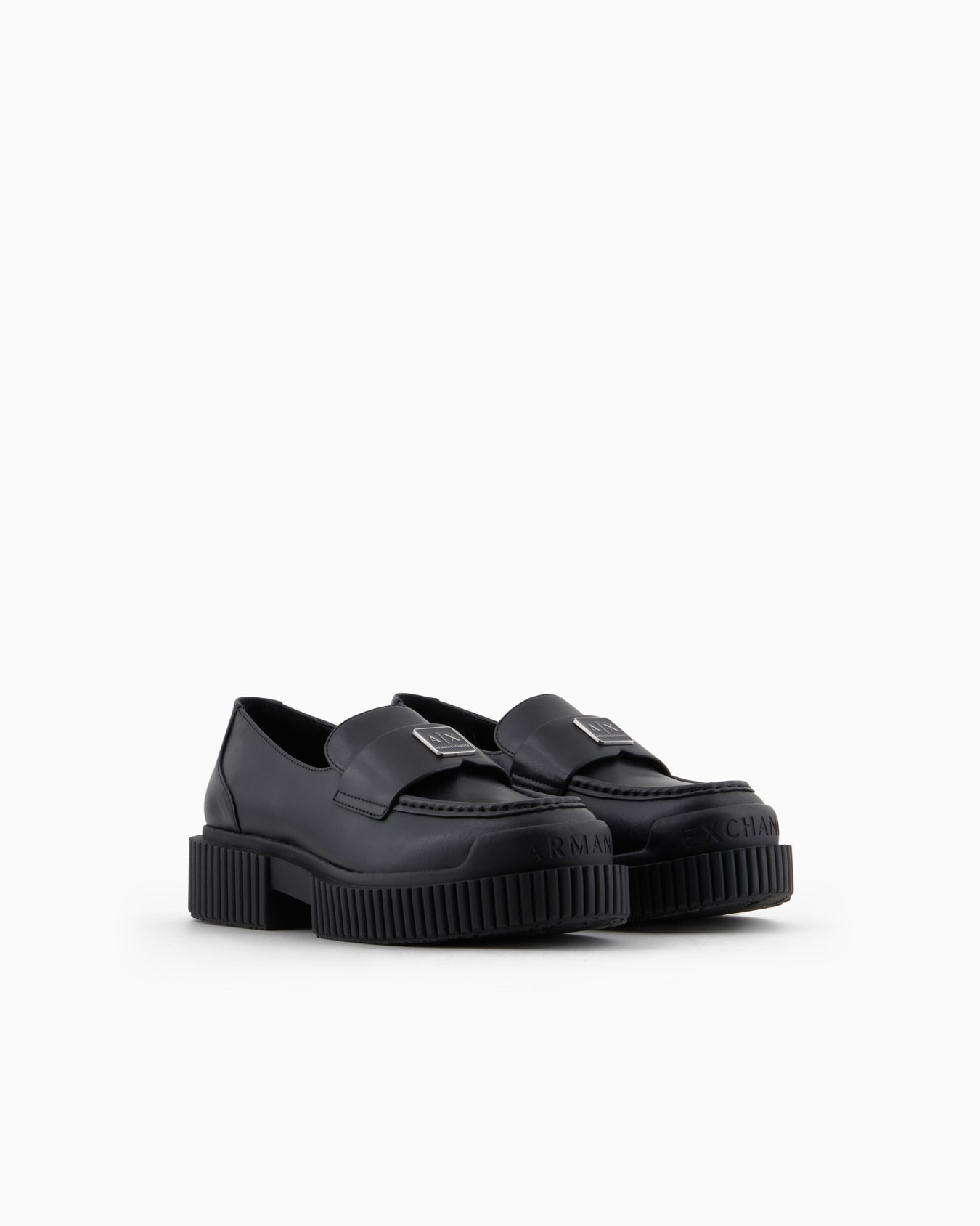 Leather loafers with logo Slide 1