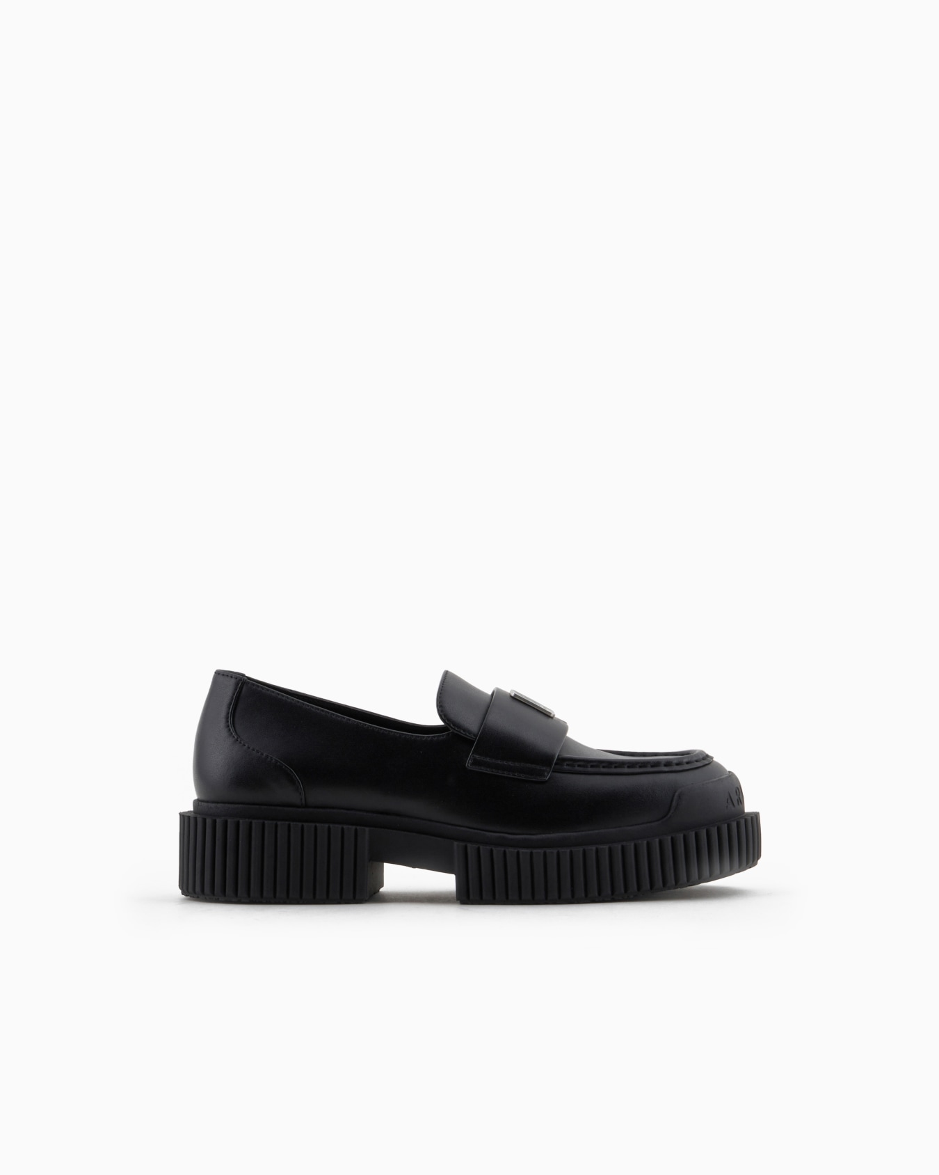 Leather loafers with logo Slide 0