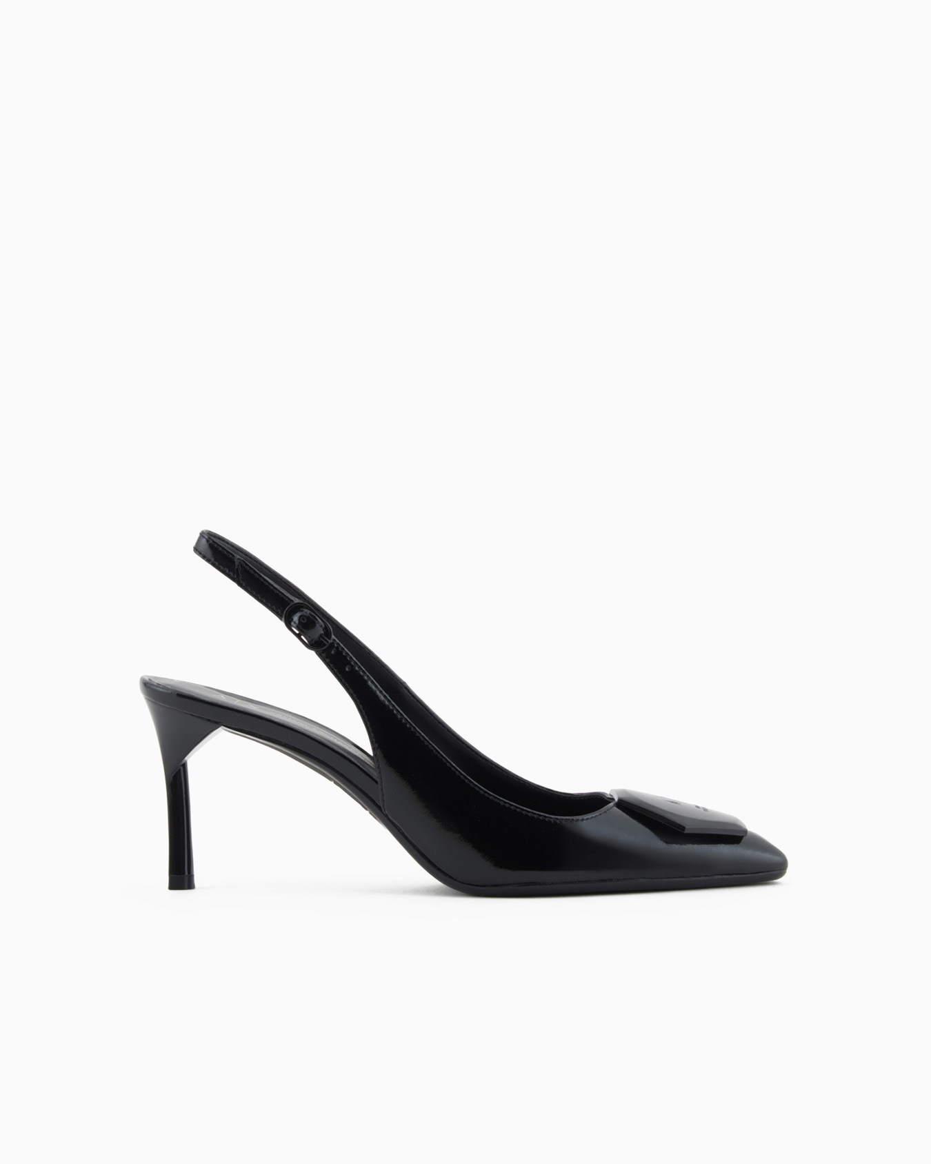 Slingback verni à talon avec logo Diapositive 0