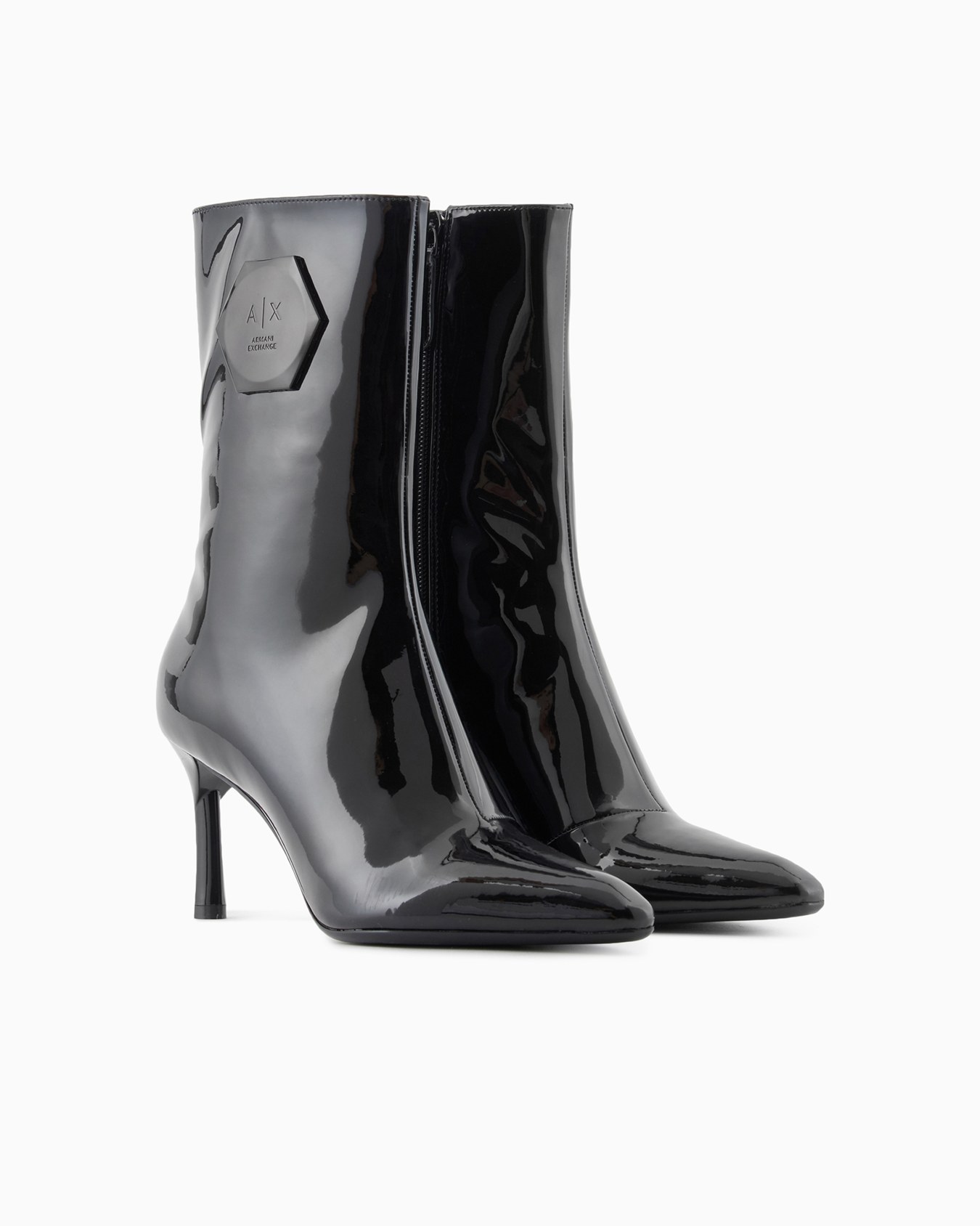 Bottines à talons en cuir verni brillant Diapositive 1