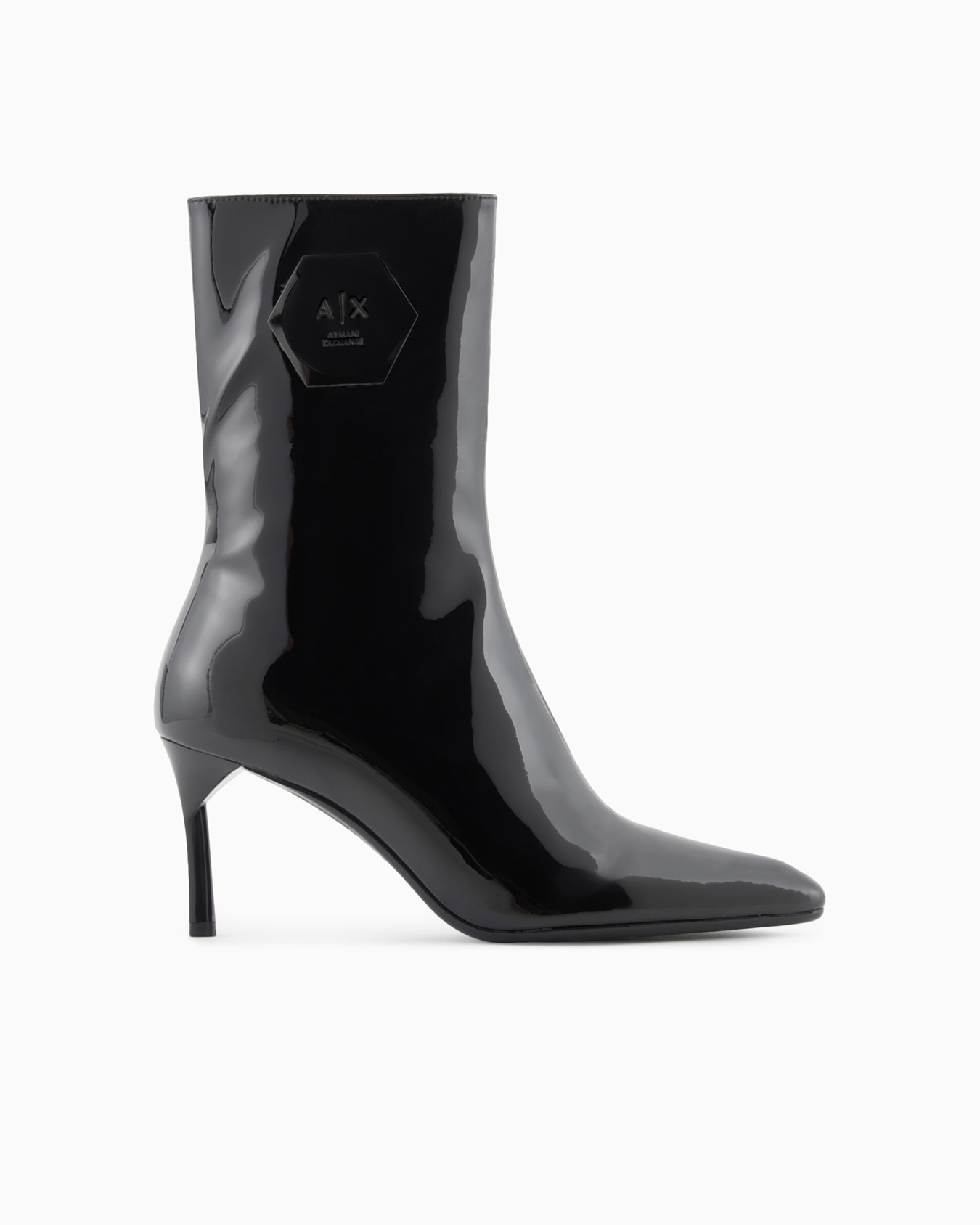 Bottines à talons en cuir verni brillant Diapositive 0