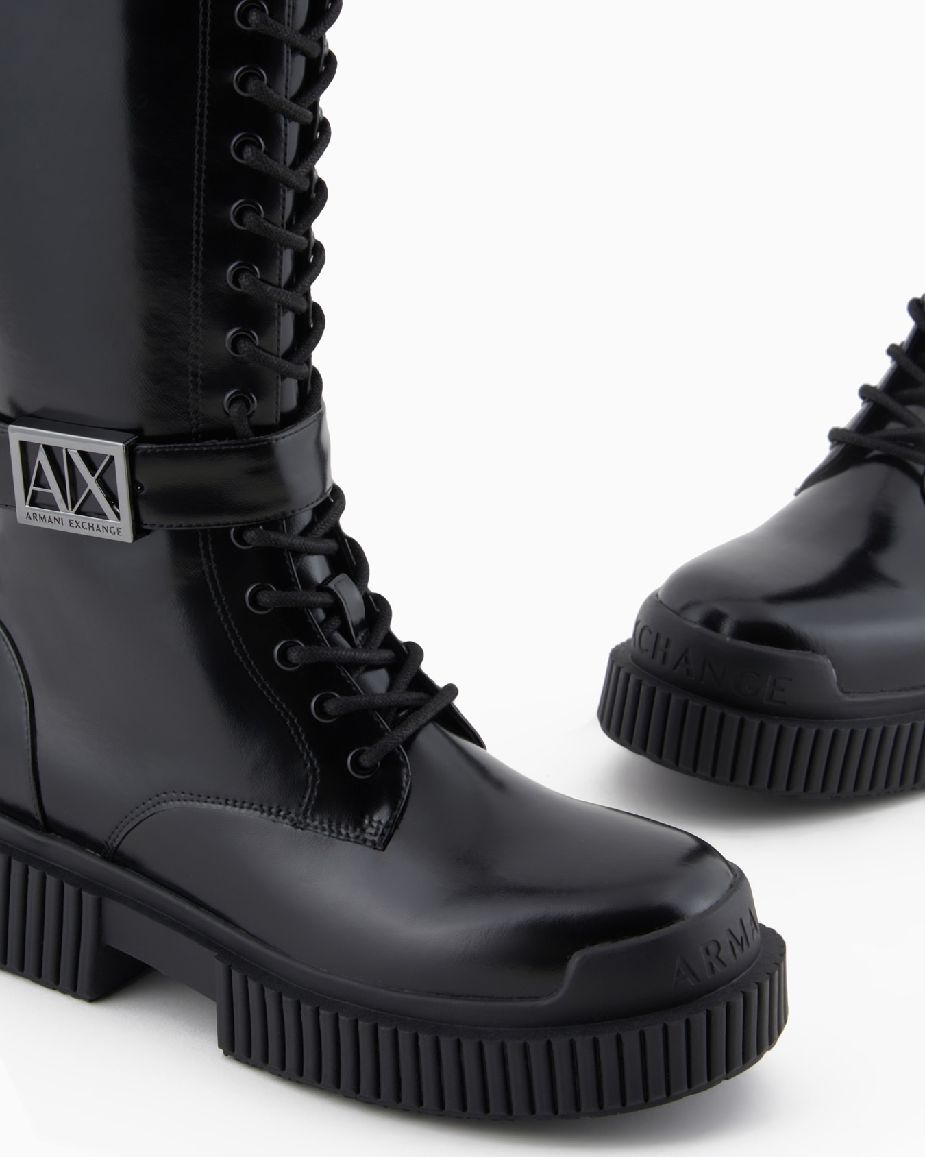 Hohe Kampfstiefel mit Logo-Riemen Folie 3