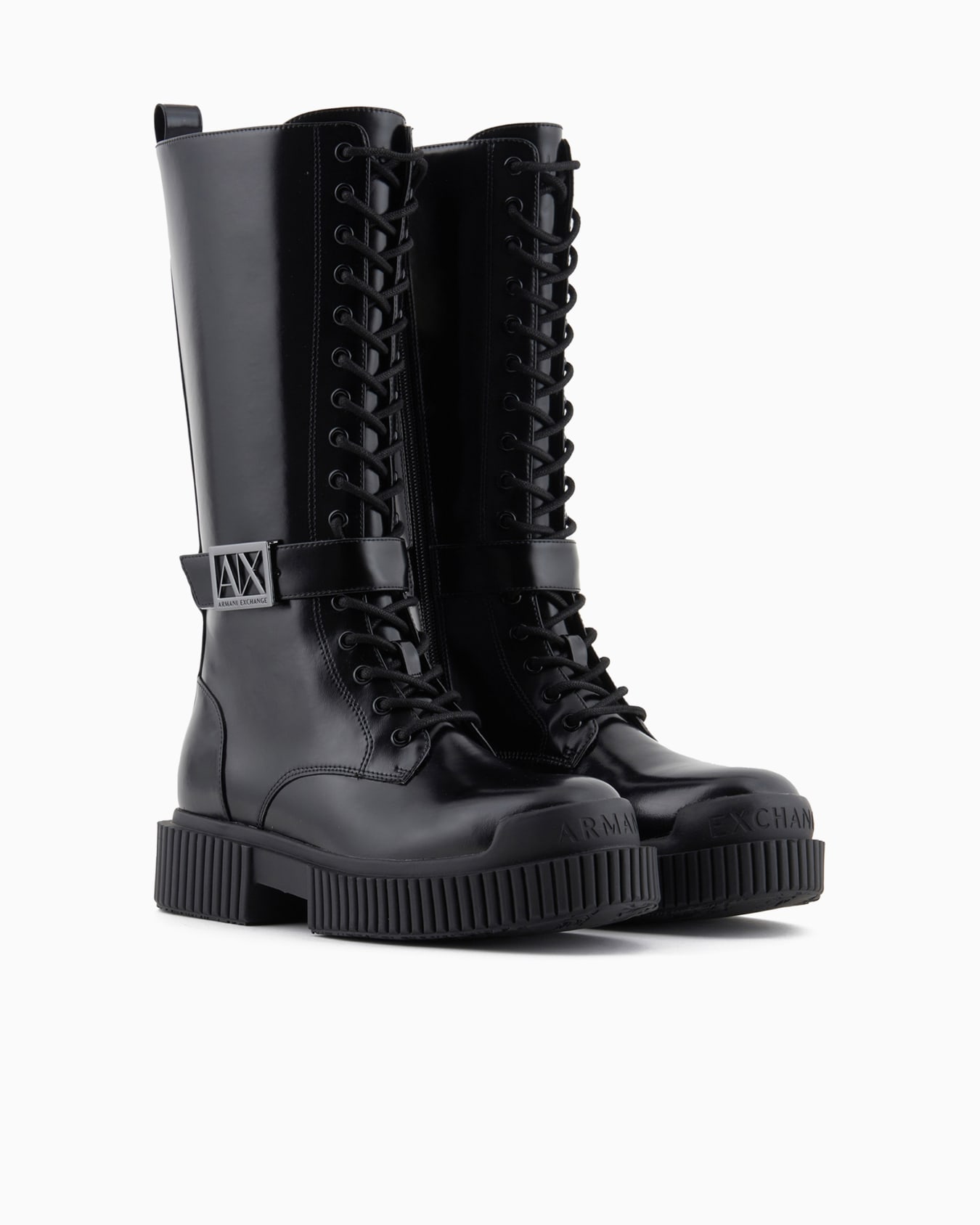 Hohe Kampfstiefel mit Logo-Riemen Folie 1