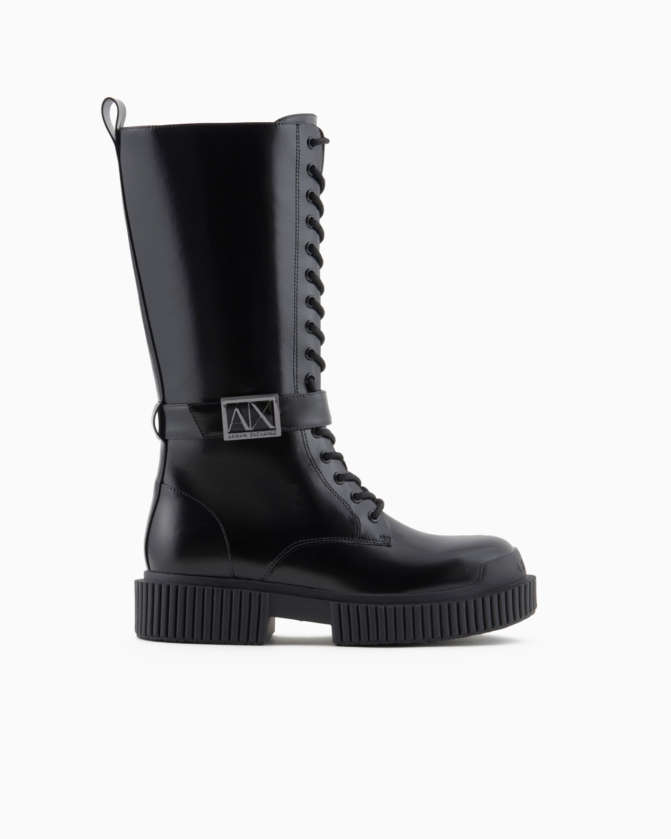 Hohe Kampfstiefel mit Logo-Riemen Folie 0